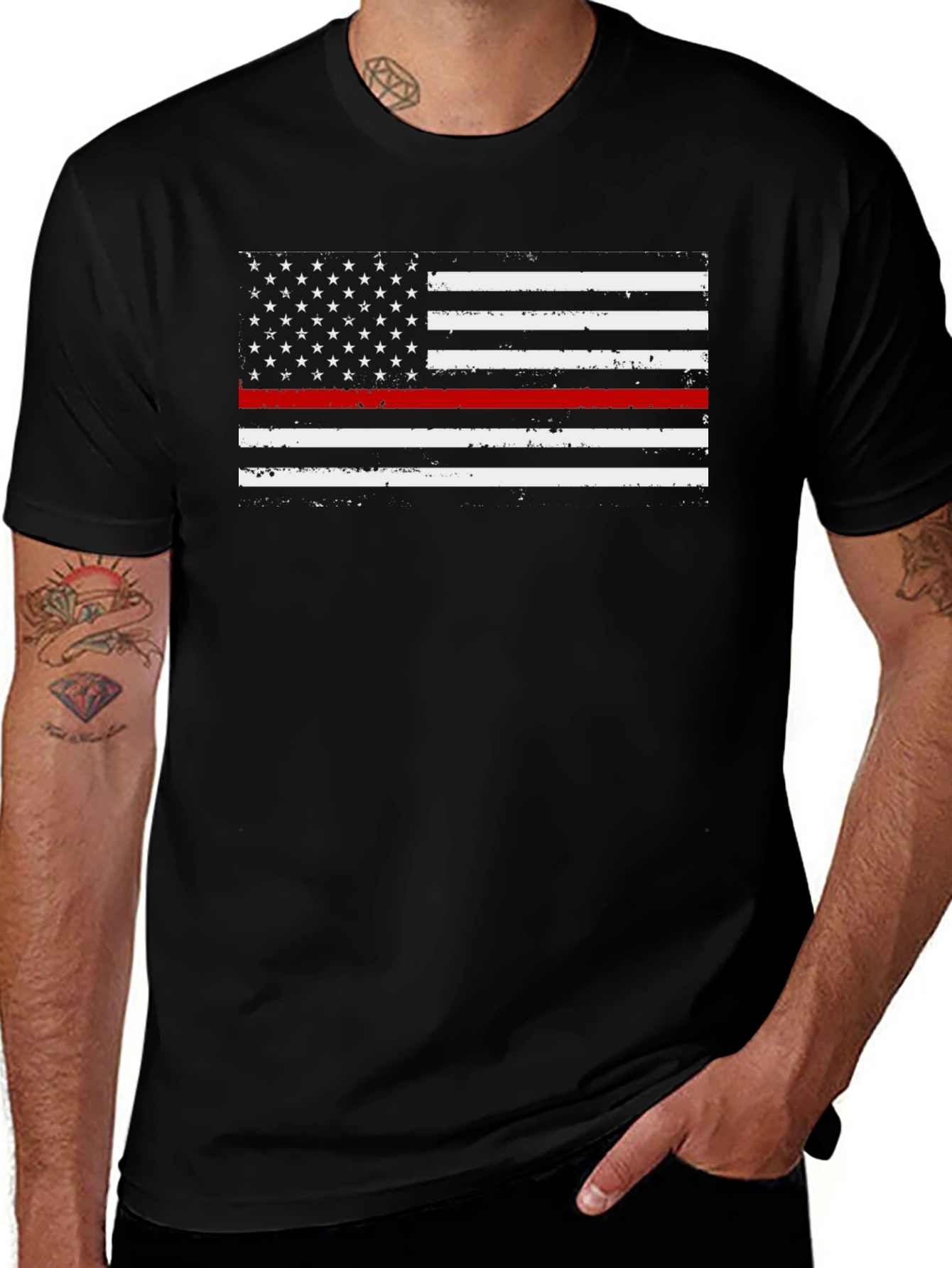 Thin Red Line American Flag T-Shirt
