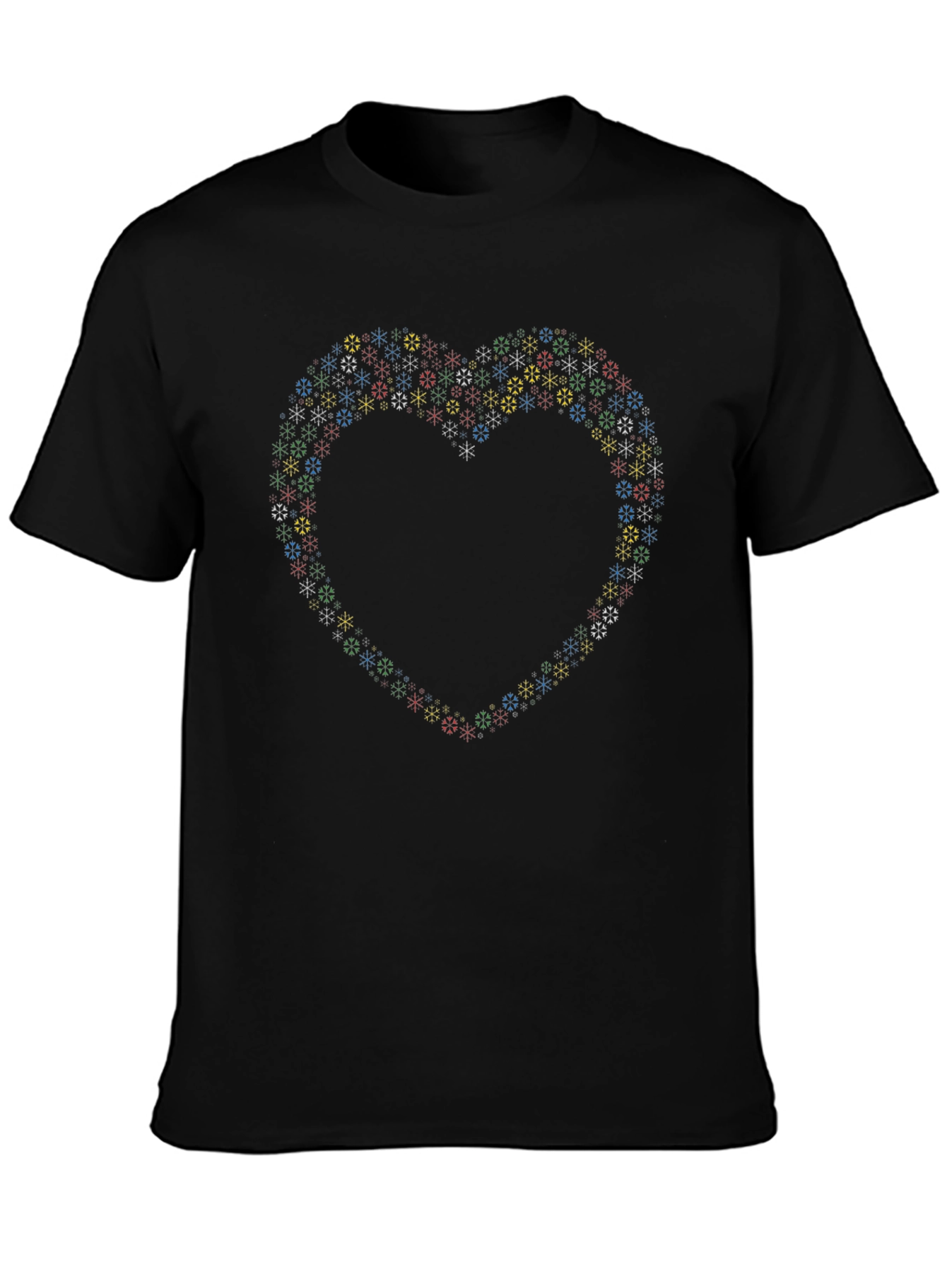 Heart Snowflake Graphic Black Tee