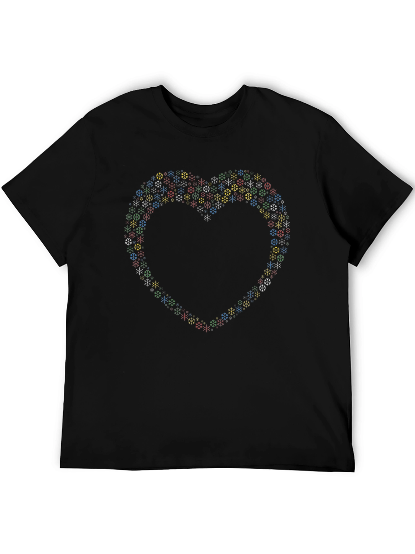 Heart Snowflake Graphic Black Tee
