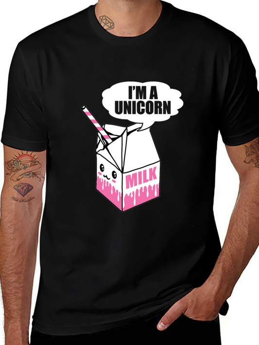 Im A Unicorn Kawaii Milk Cartoon Black T-Shirt
