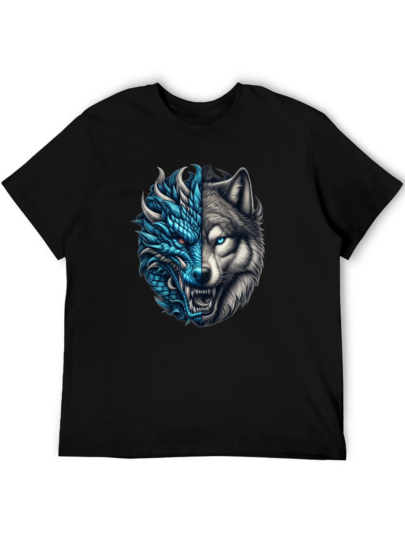 Dragon Wolf Graphic Tee - Black T-Shirt