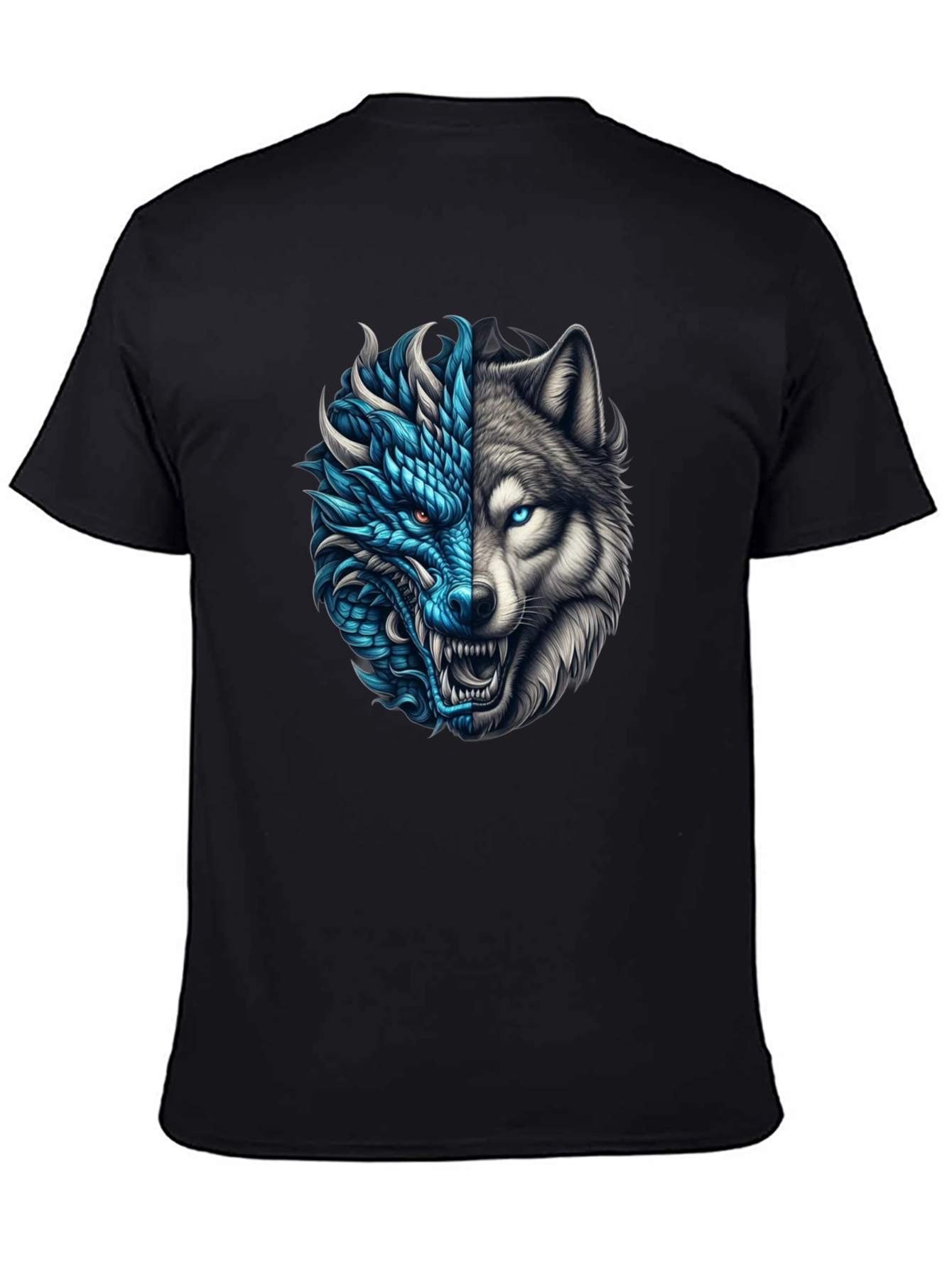 Dragon Wolf Graphic Tee - Black T-Shirt