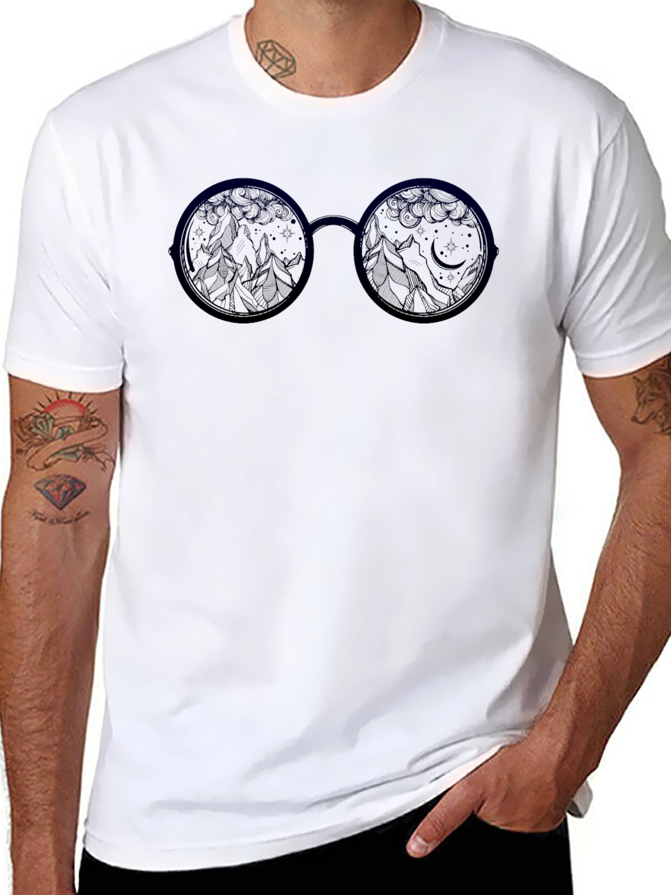 Night Sky Glasses Graphic Tee - Soft Cotton Blend