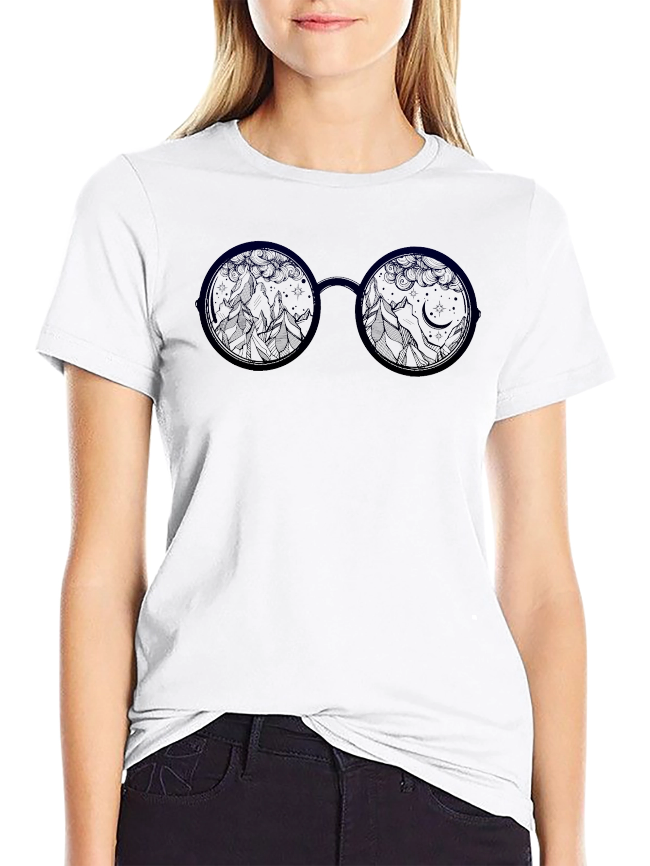 Night Sky Glasses Graphic Tee - Soft Cotton Blend