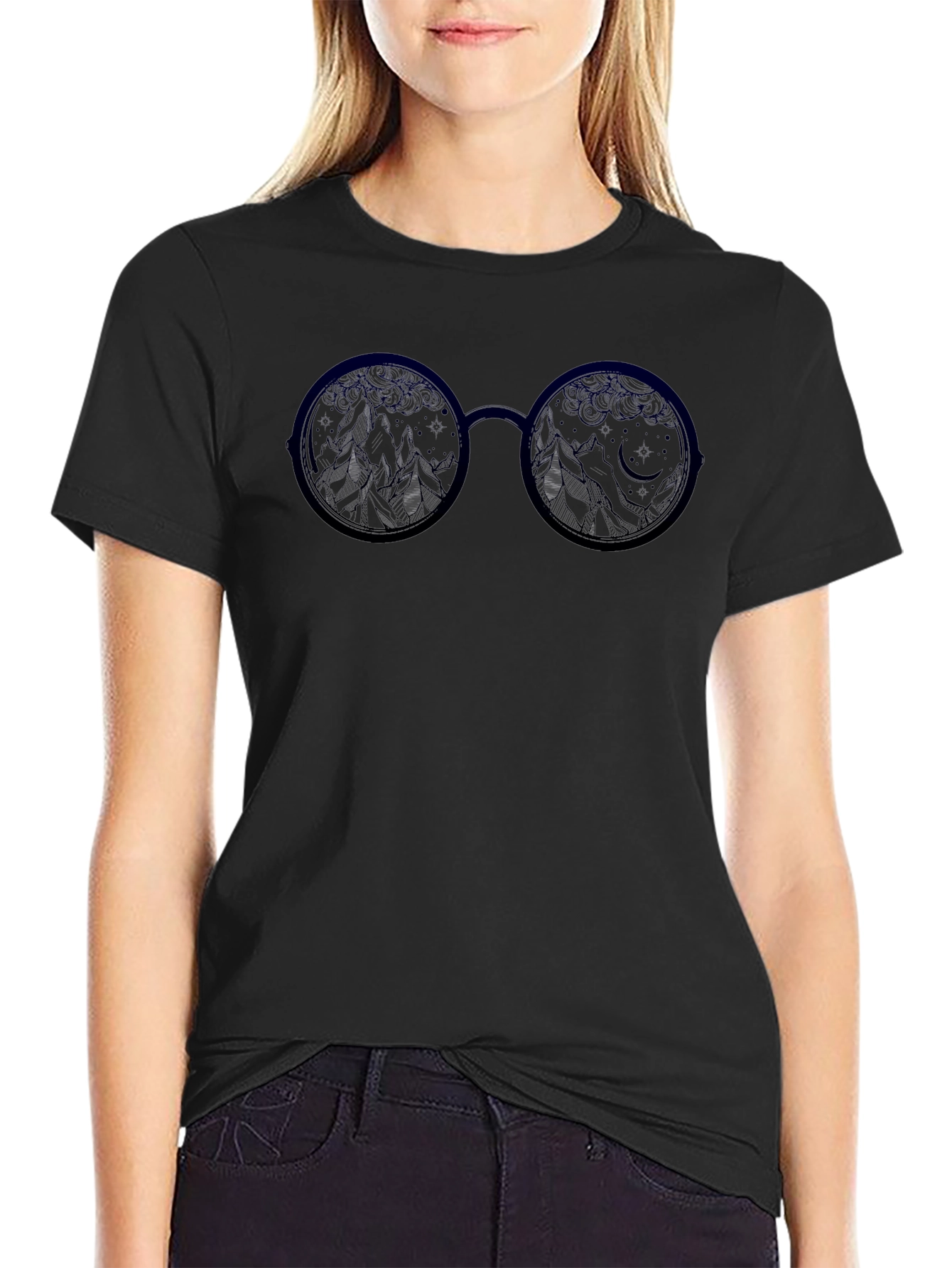 Night Sky Glasses Graphic Tee - Soft Cotton Blend