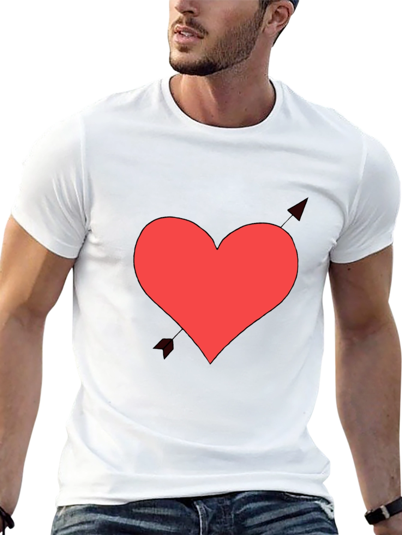 Heart & Arrow Graphic Tee - Black Cotton Shirt