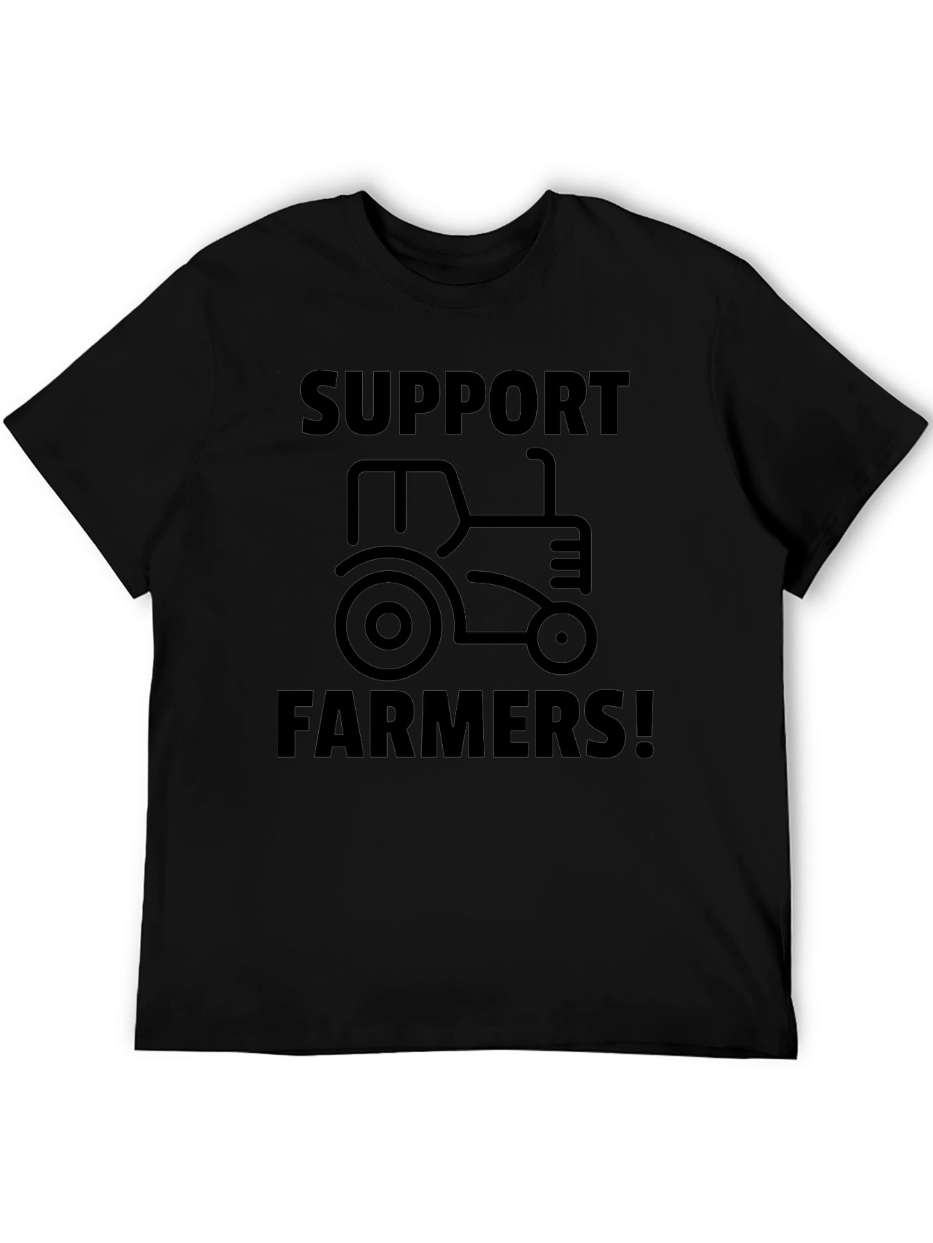 Support Farmers Tractor Graphic Tee - Black