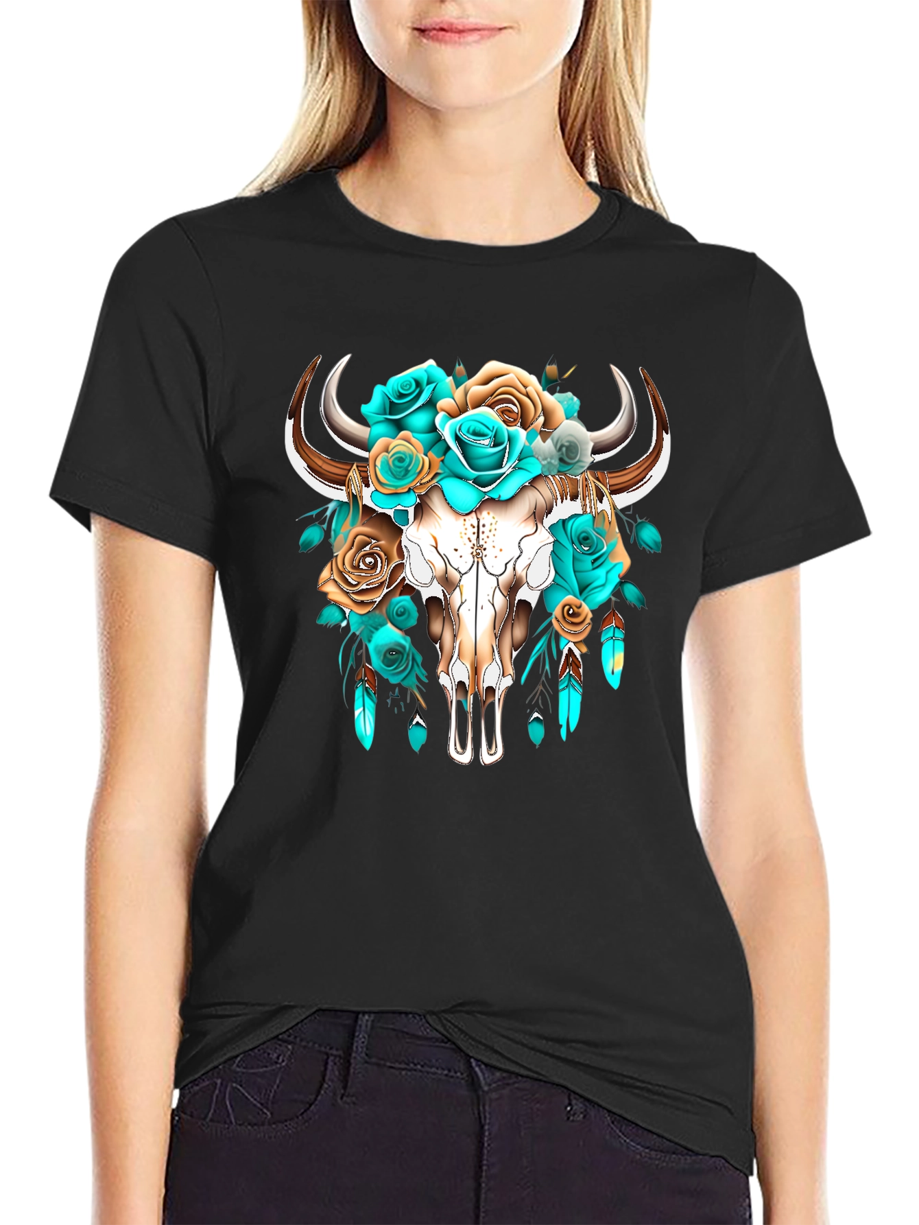 Floral Skull Graphic Tee