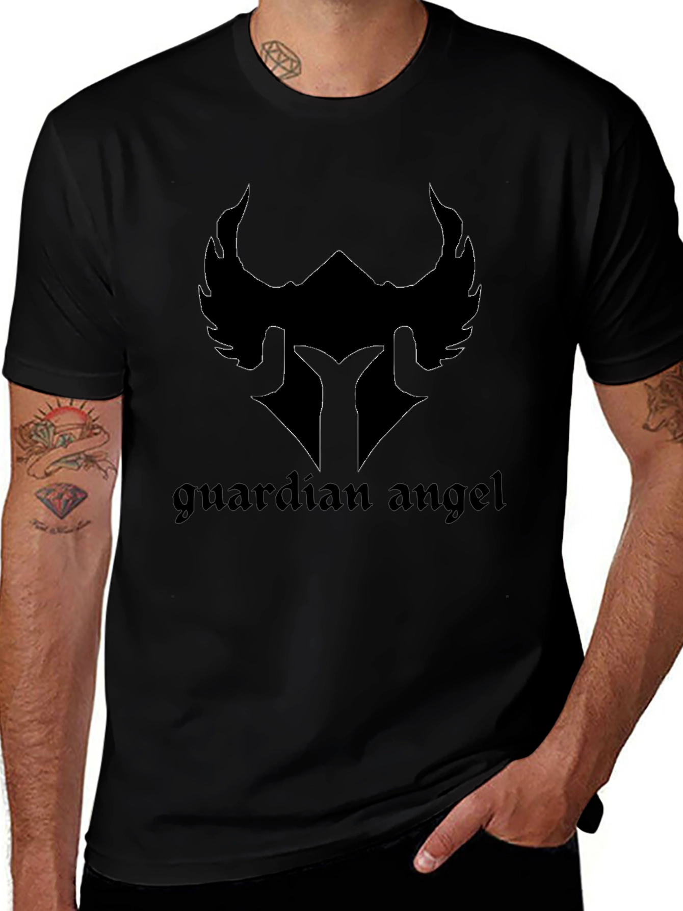 Guardian Angel Graphic Black T-Shirt