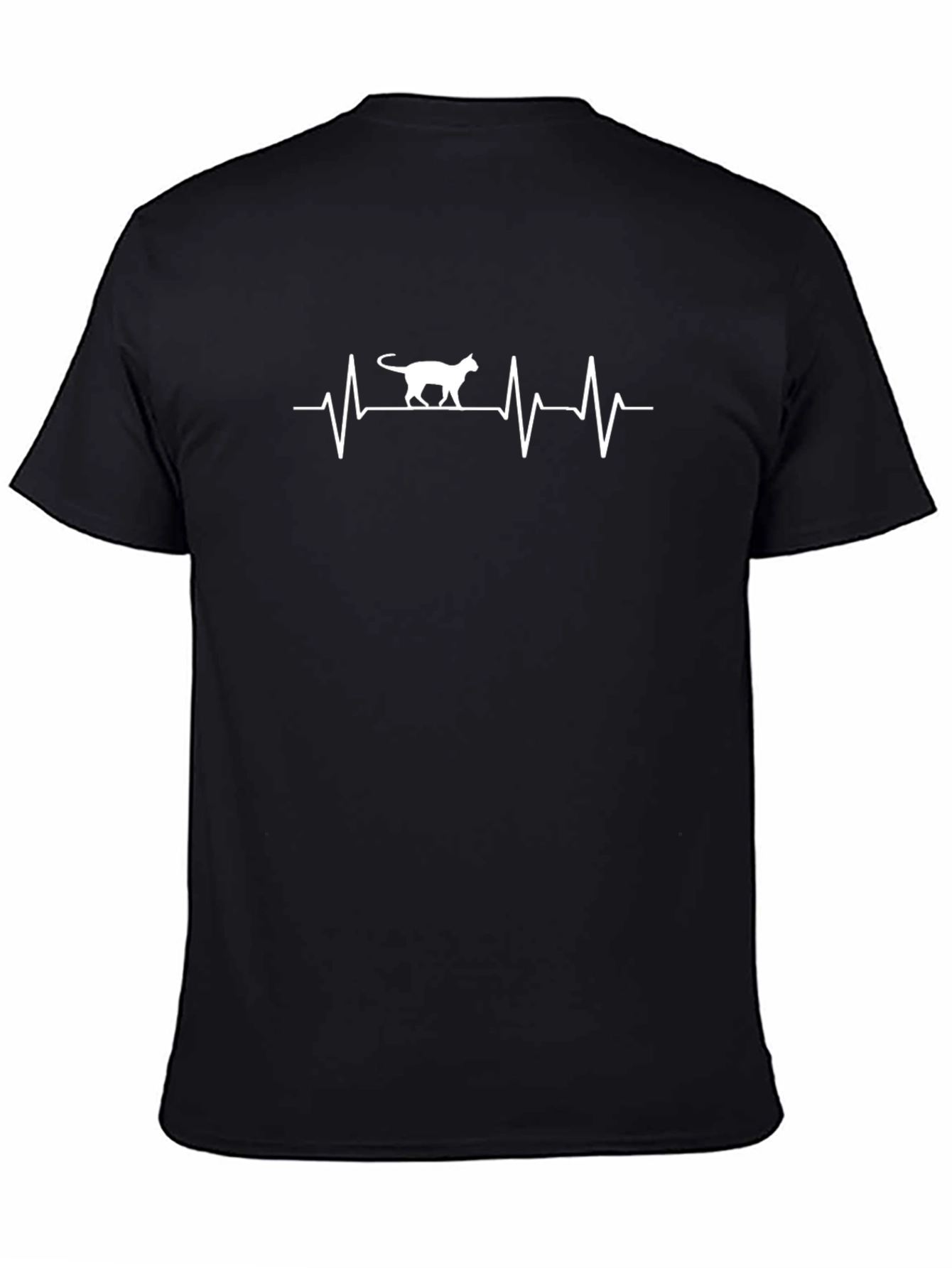Cat Lover ECG Heartbeat Graphic T-Shirt