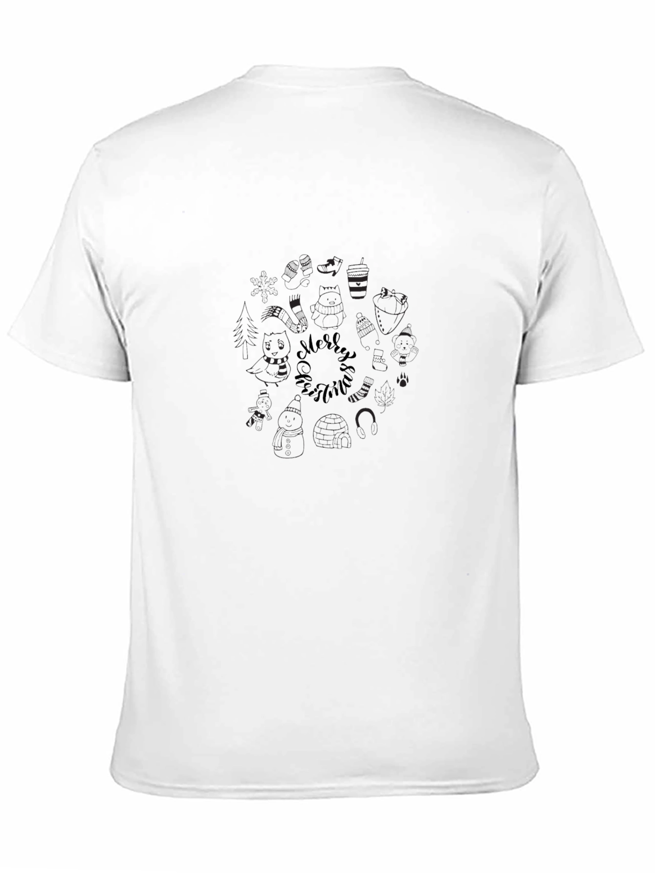 Mens Black Graphic Tee - Festive Holiday Design