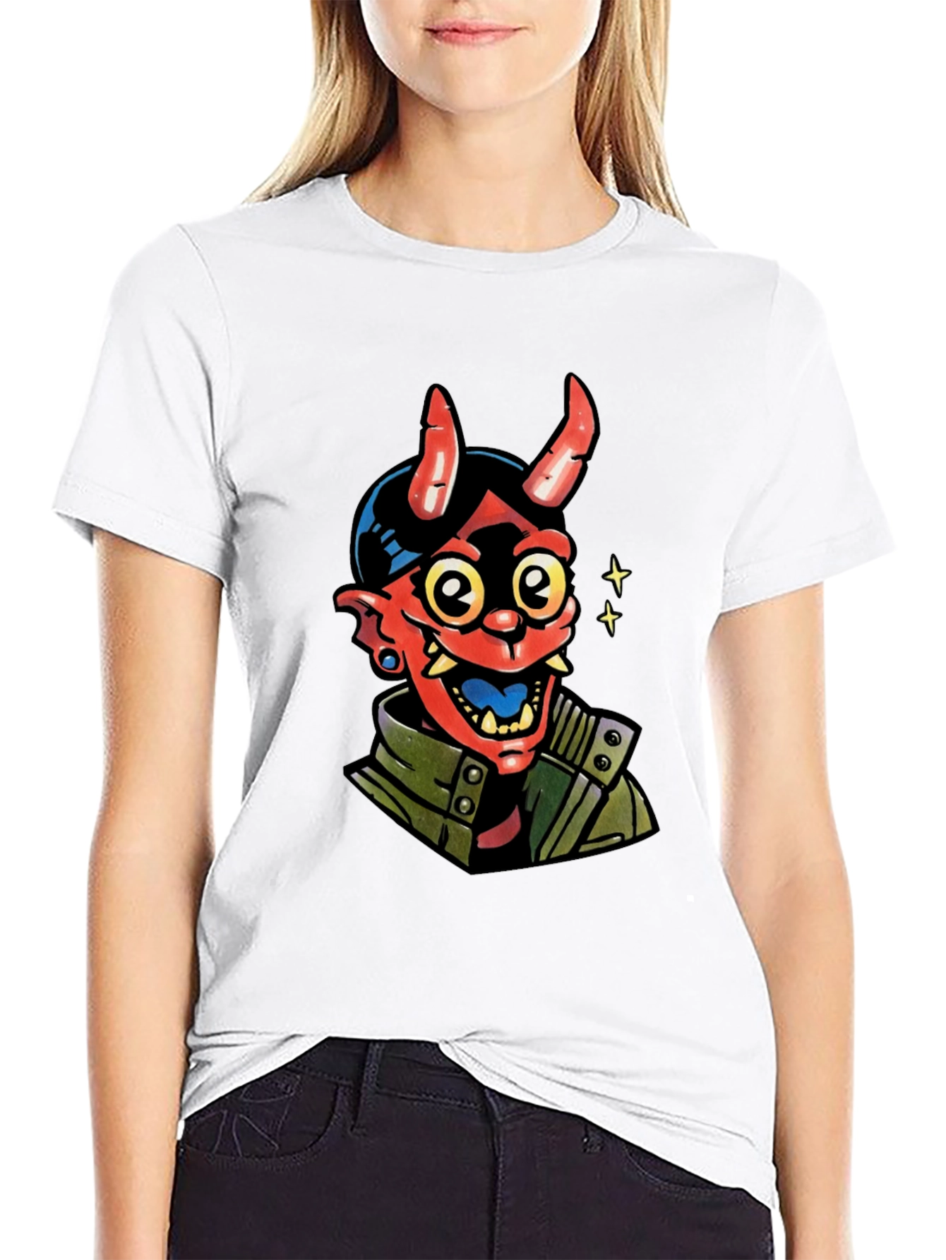 Devil Graphic Print Black T-Shirt