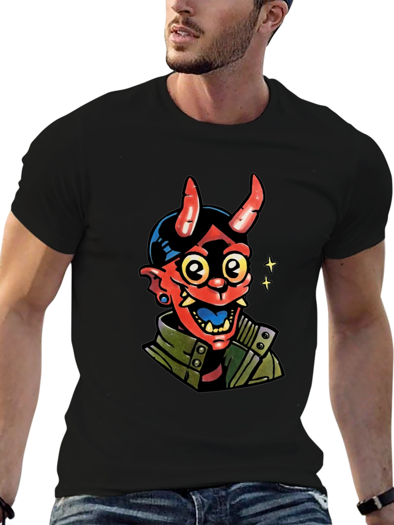 Devil Graphic Print Black T-Shirt