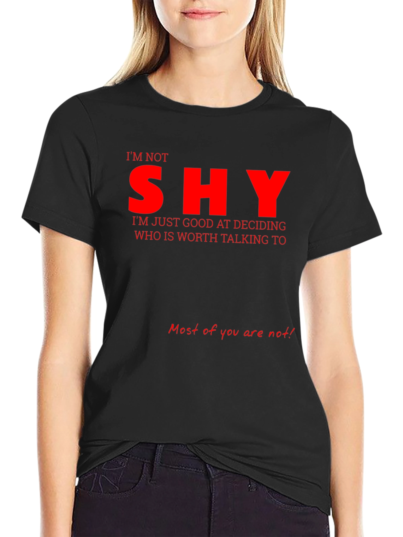 Im Not Shy Graphic T-Shirt - Black