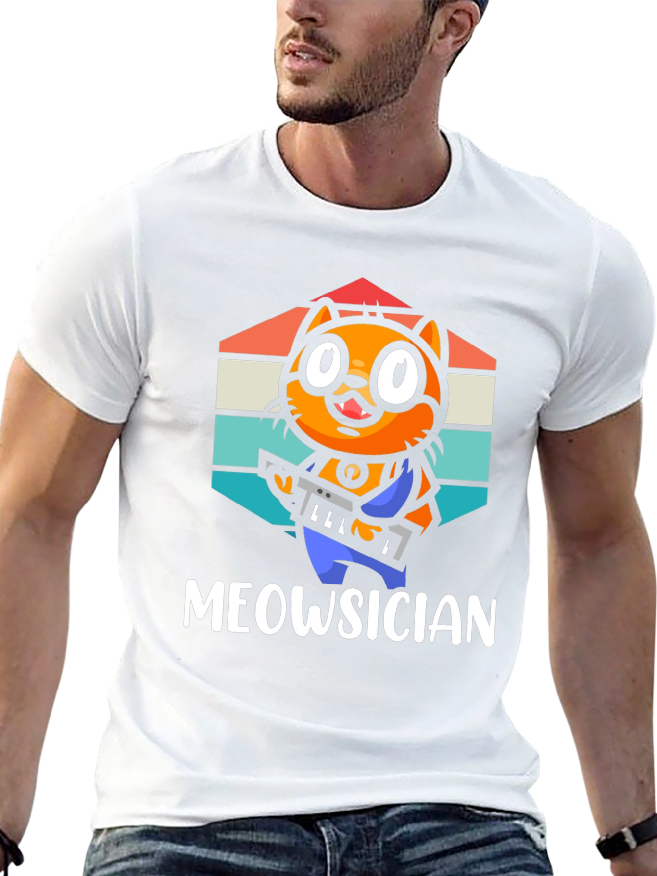Meowsician Cat T-Shirt - Music Lover Tee
