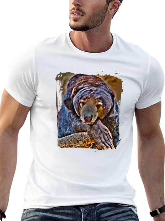 Sun Bear Graphic T-Shirt - Black Cotton Blend
