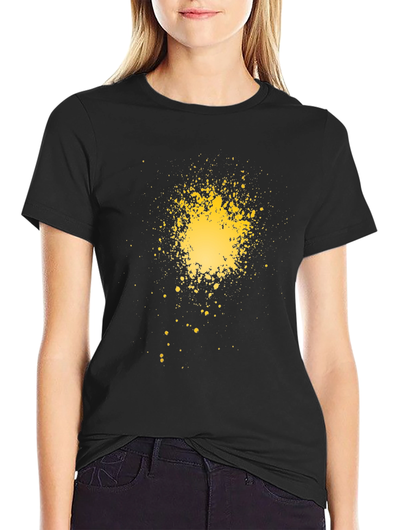 Abstract Splatter Graphic Black T-Shirt