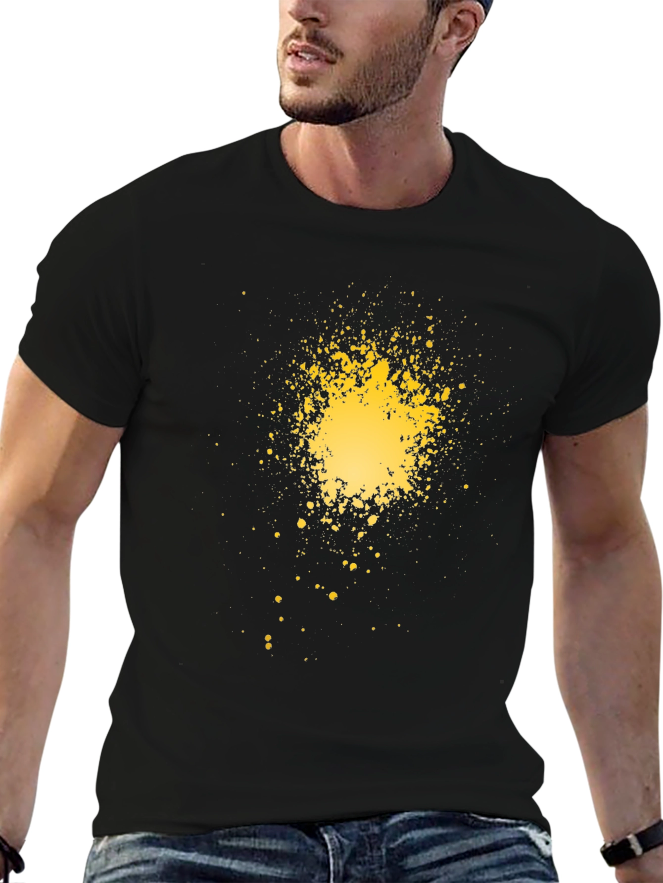Abstract Splatter Graphic Black T-Shirt