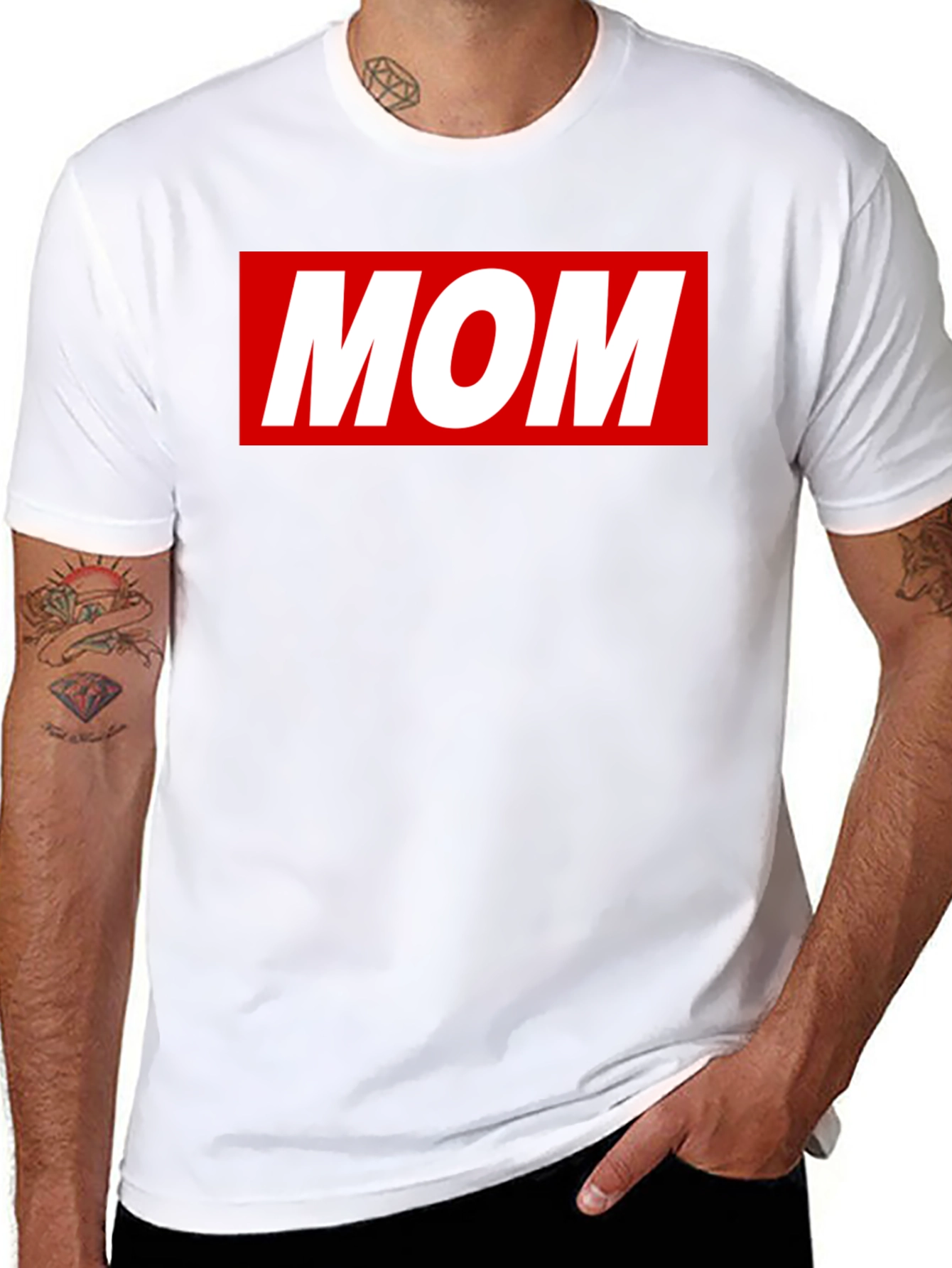 MOM T-Shirt - Classic Red Box Logo Design