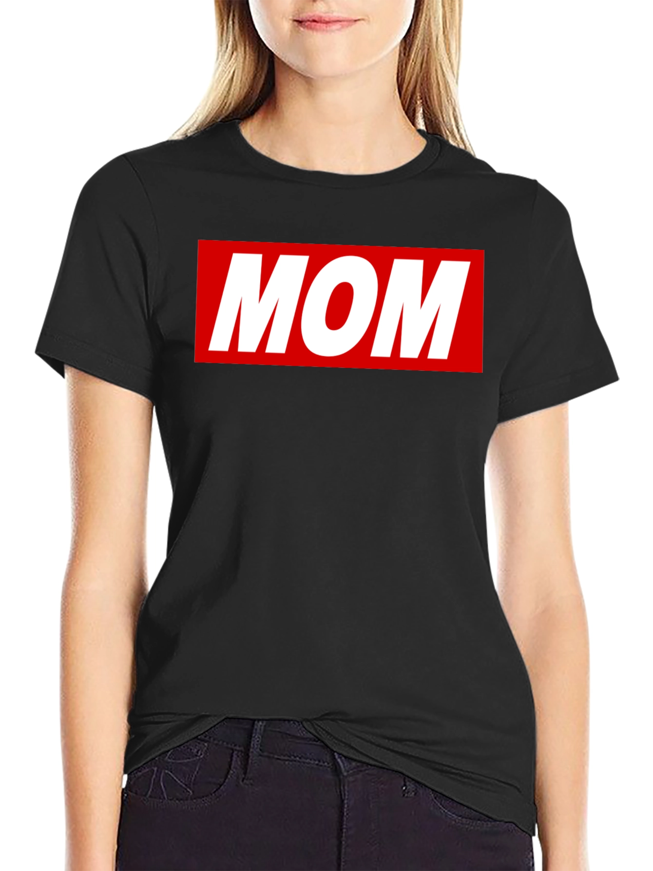 MOM T-Shirt - Classic Red Box Logo Design