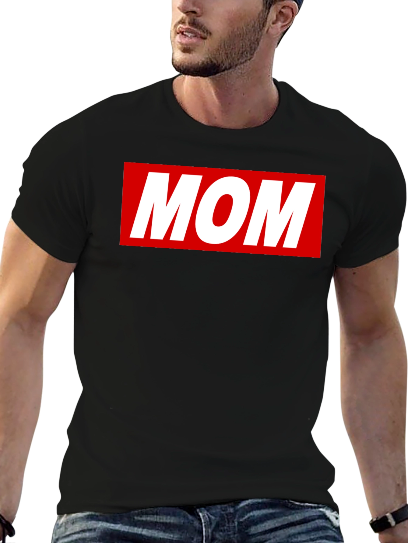 MOM T-Shirt - Classic Red Box Logo Design