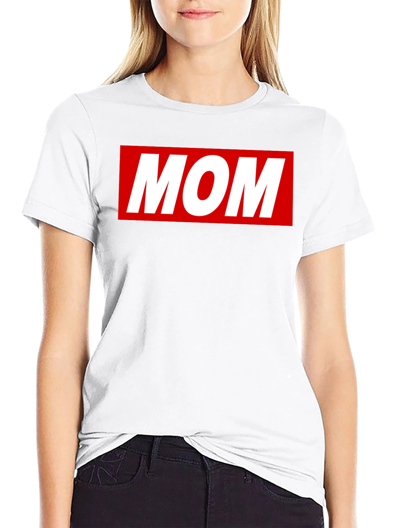 MOM T-Shirt - Classic Red Box Logo Design