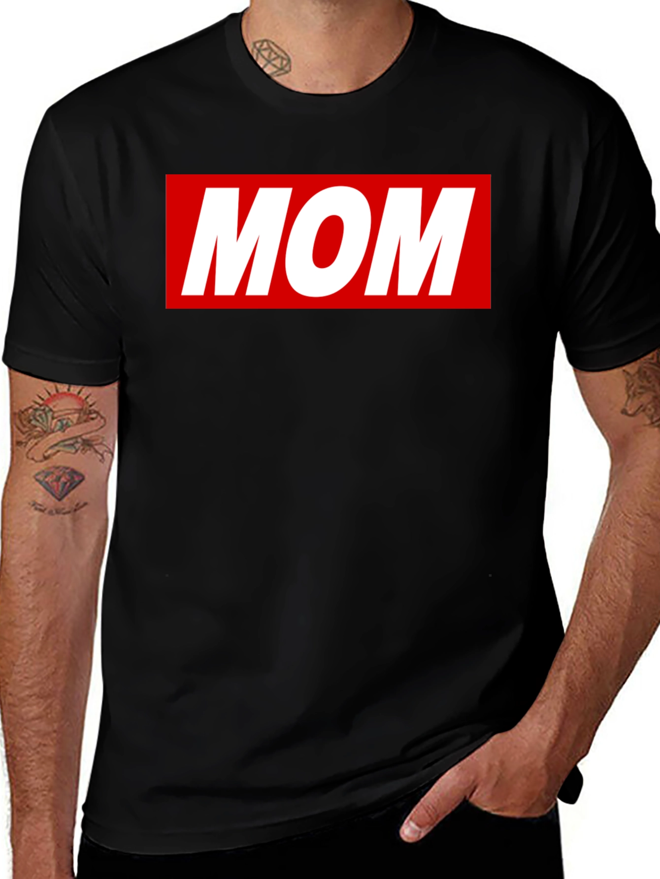 MOM T-Shirt - Classic Red Box Logo Design