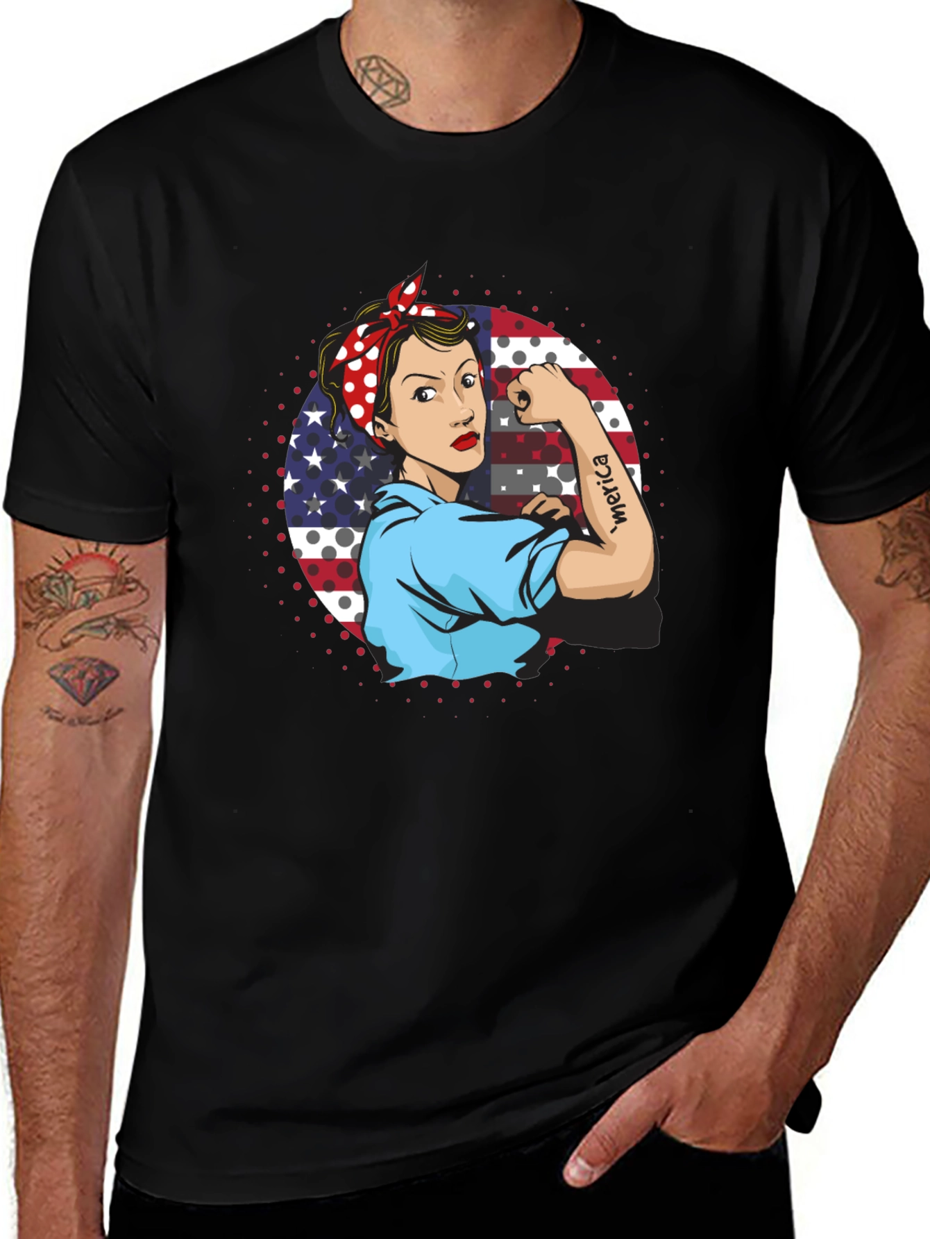 Rosie the Riveter Patriotic T-Shirt
