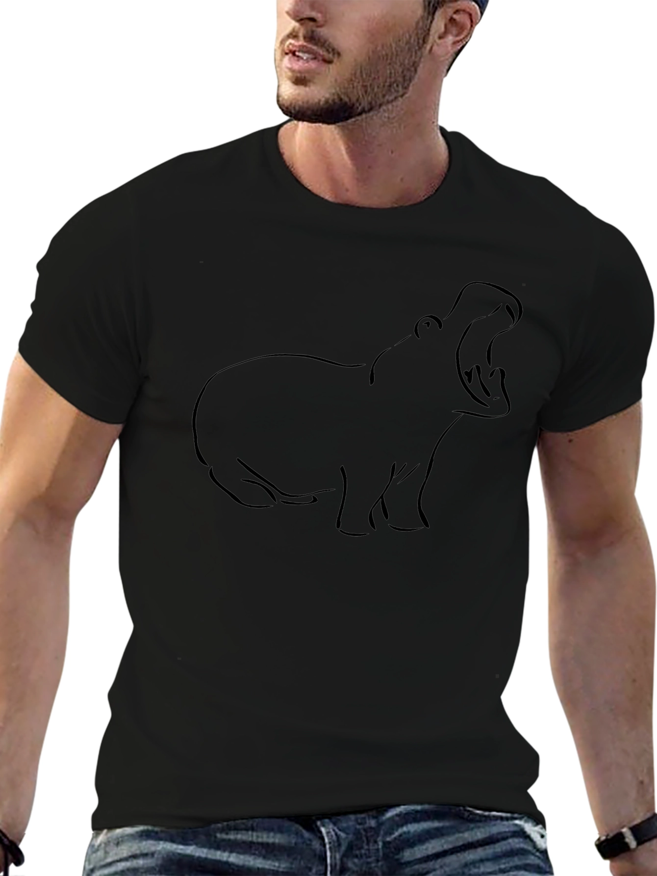 Hippo Outline Black T-Shirt