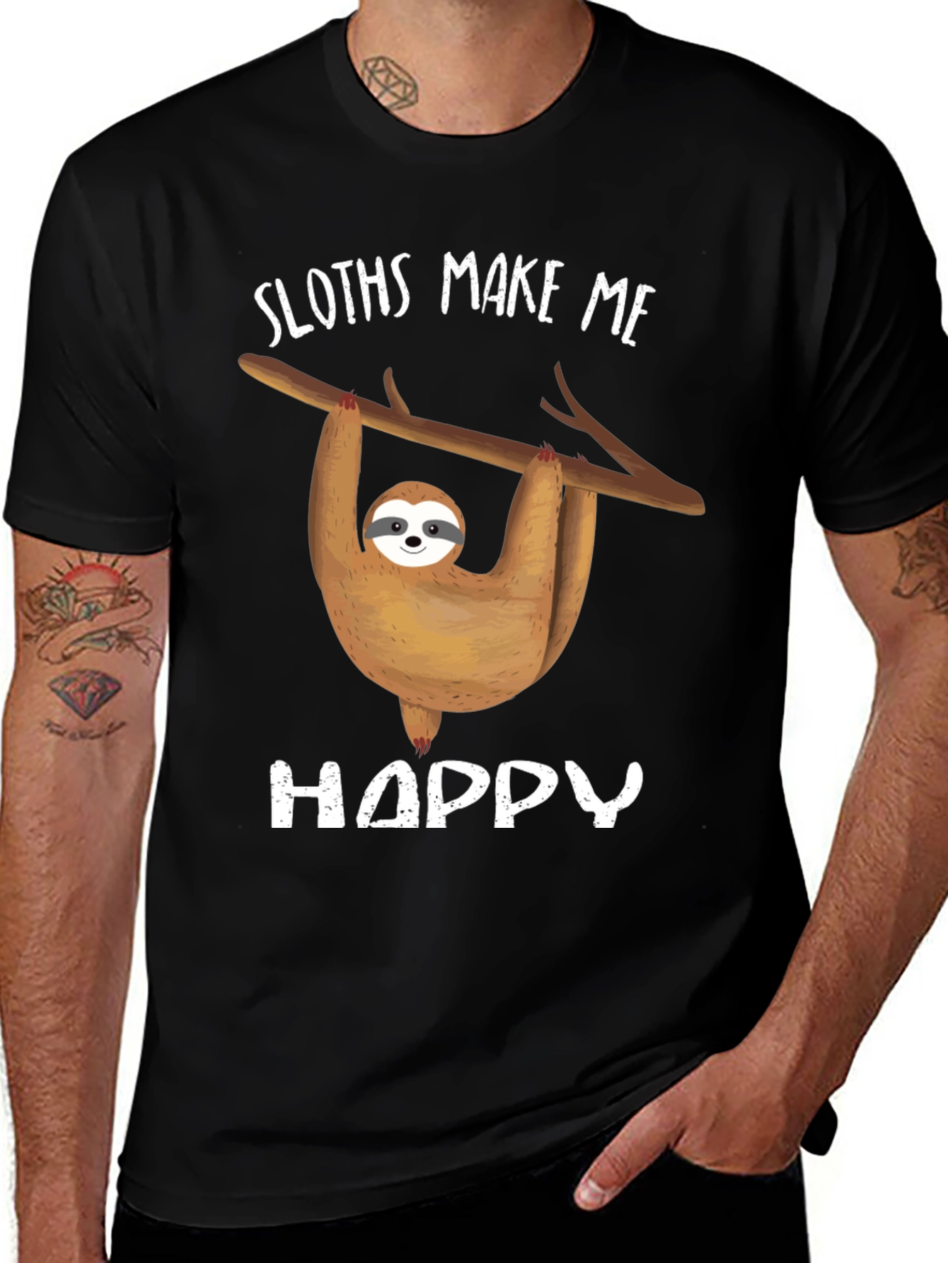 Sloth Graphic Tee - Sloths Make Me Happy Design