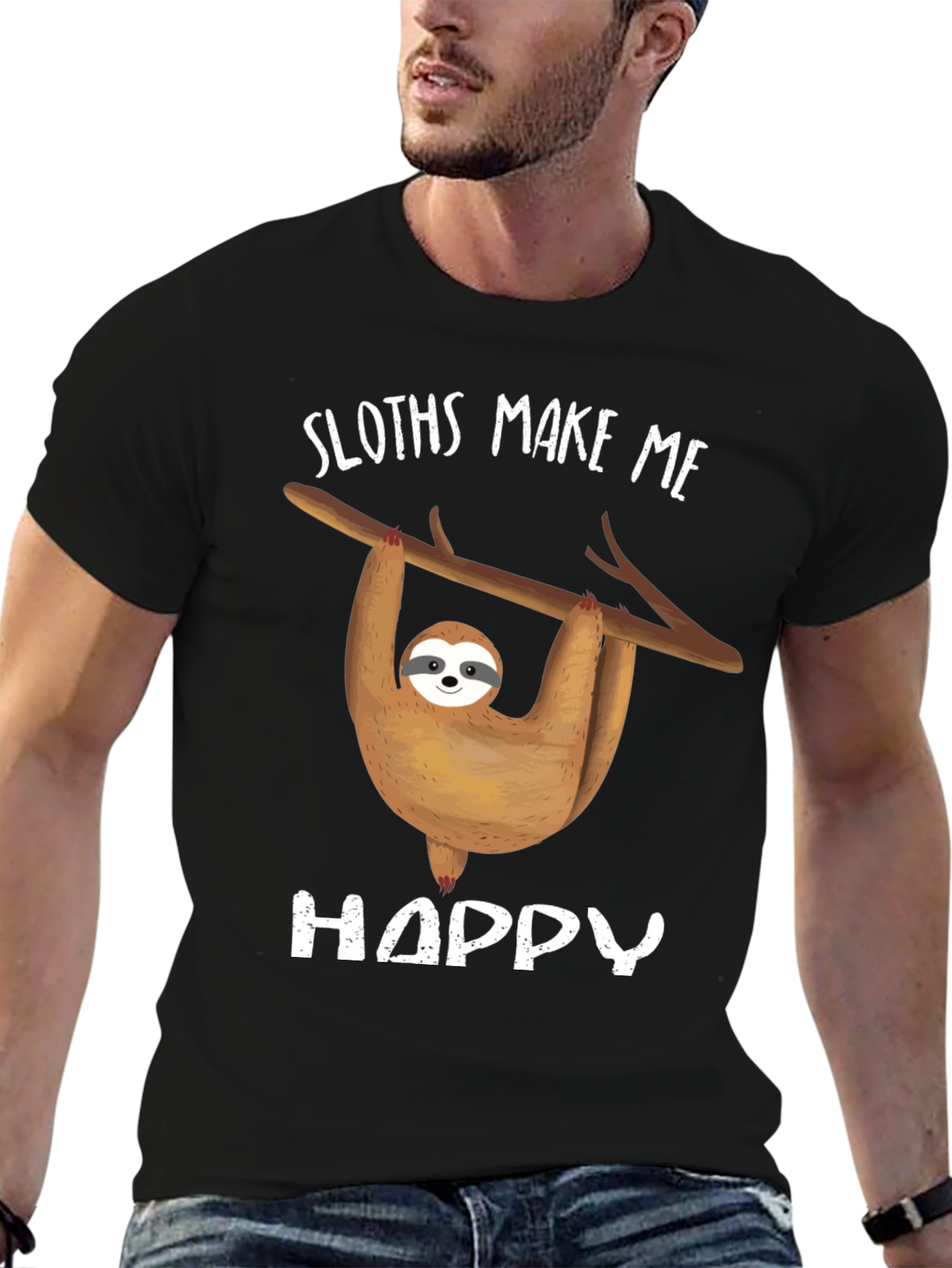 Sloth Graphic Tee - Sloths Make Me Happy Design