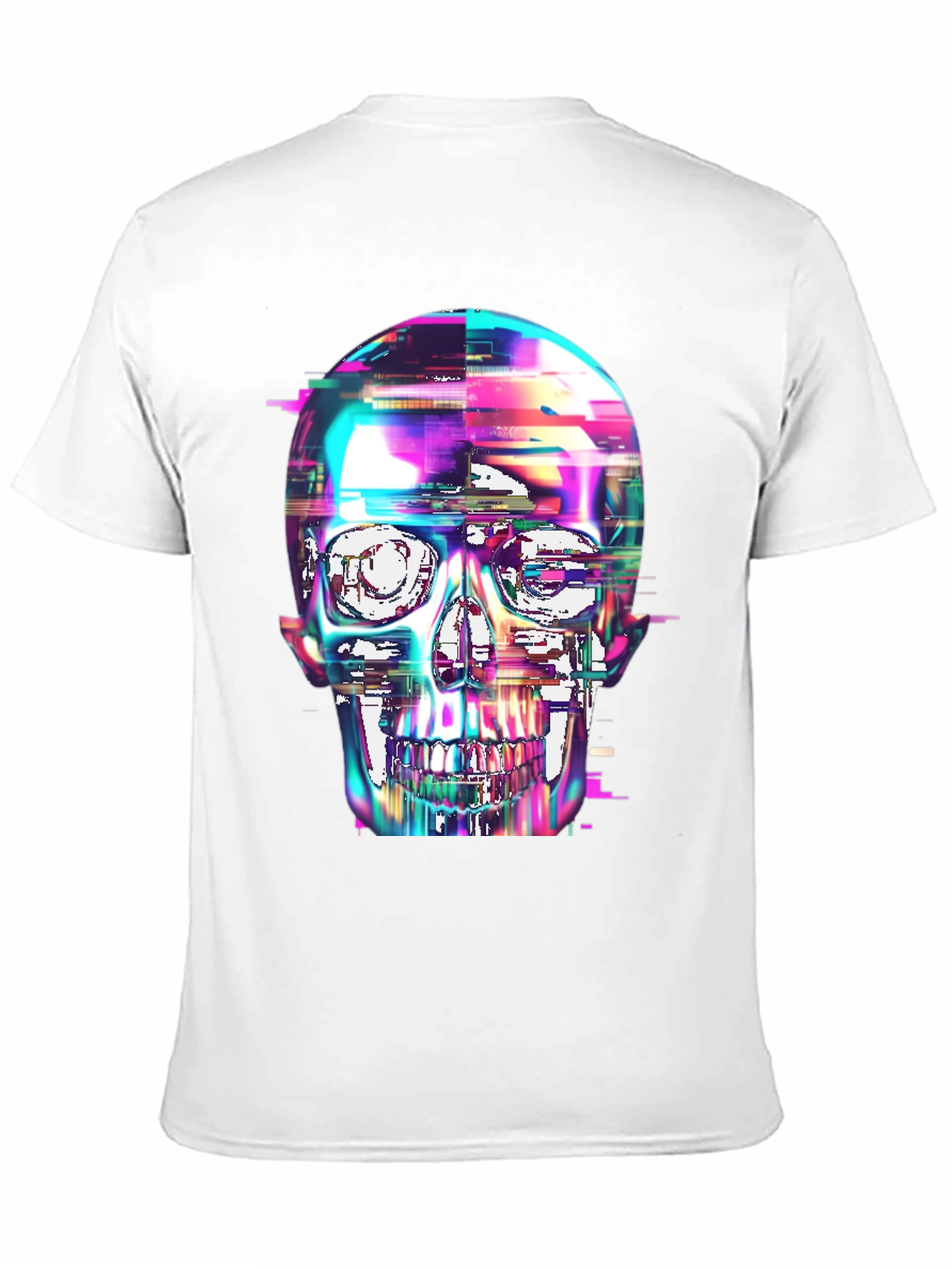 Glitch Skull Graphic Tee - Modern Art T-Shirt