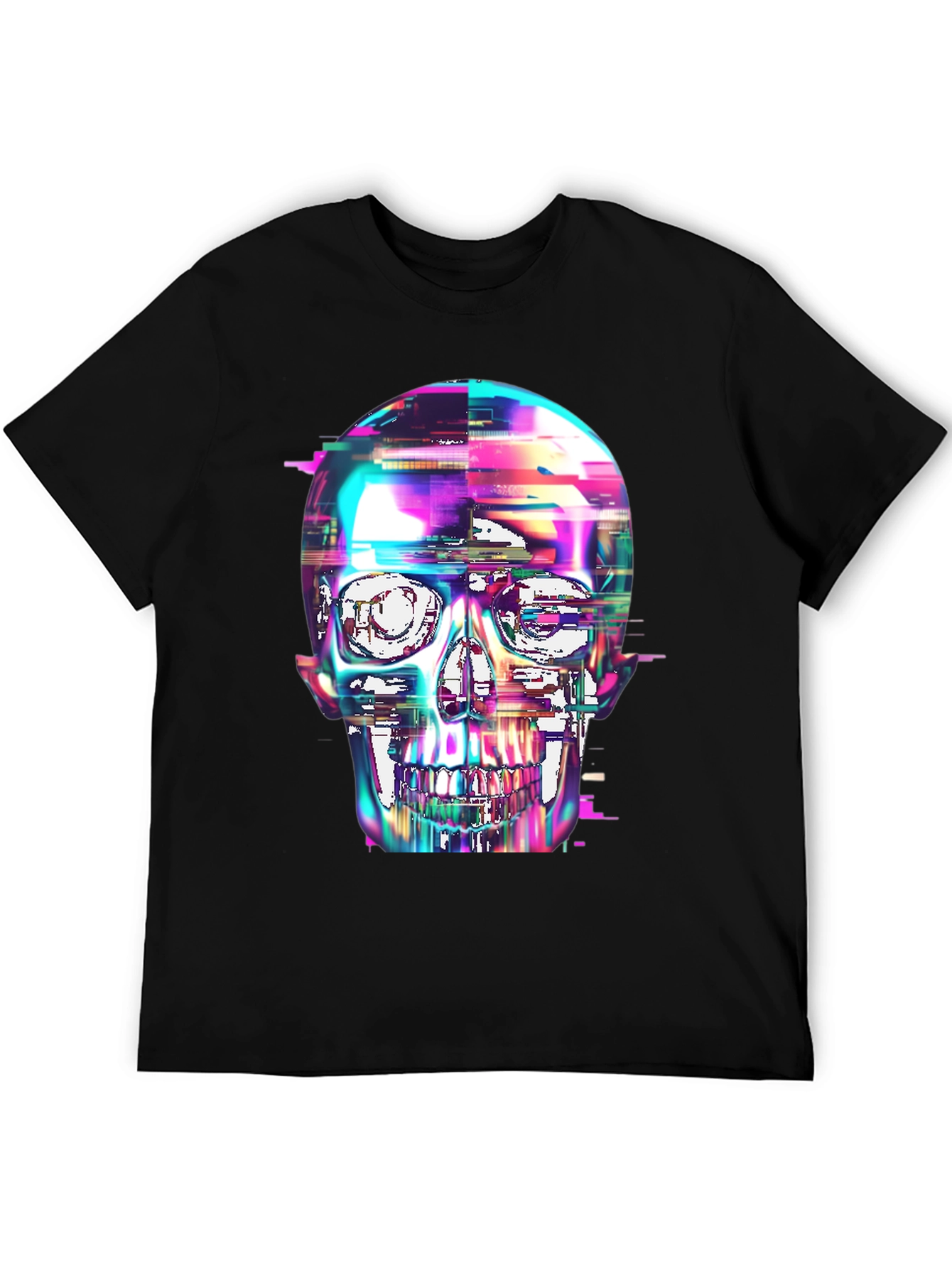 Glitch Skull Graphic Tee - Modern Art T-Shirt