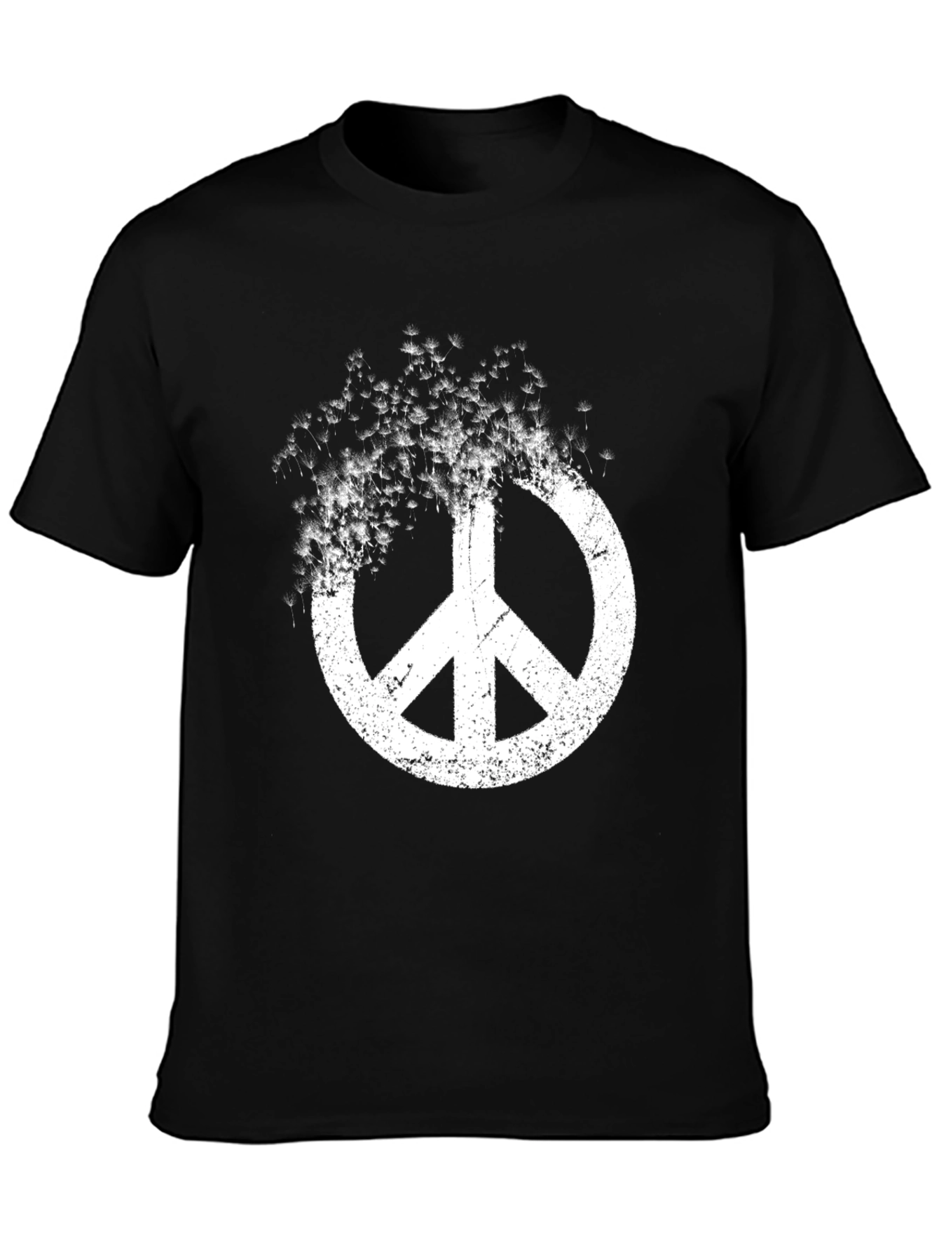 Peace Sign Graphic Print Black T-Shirt