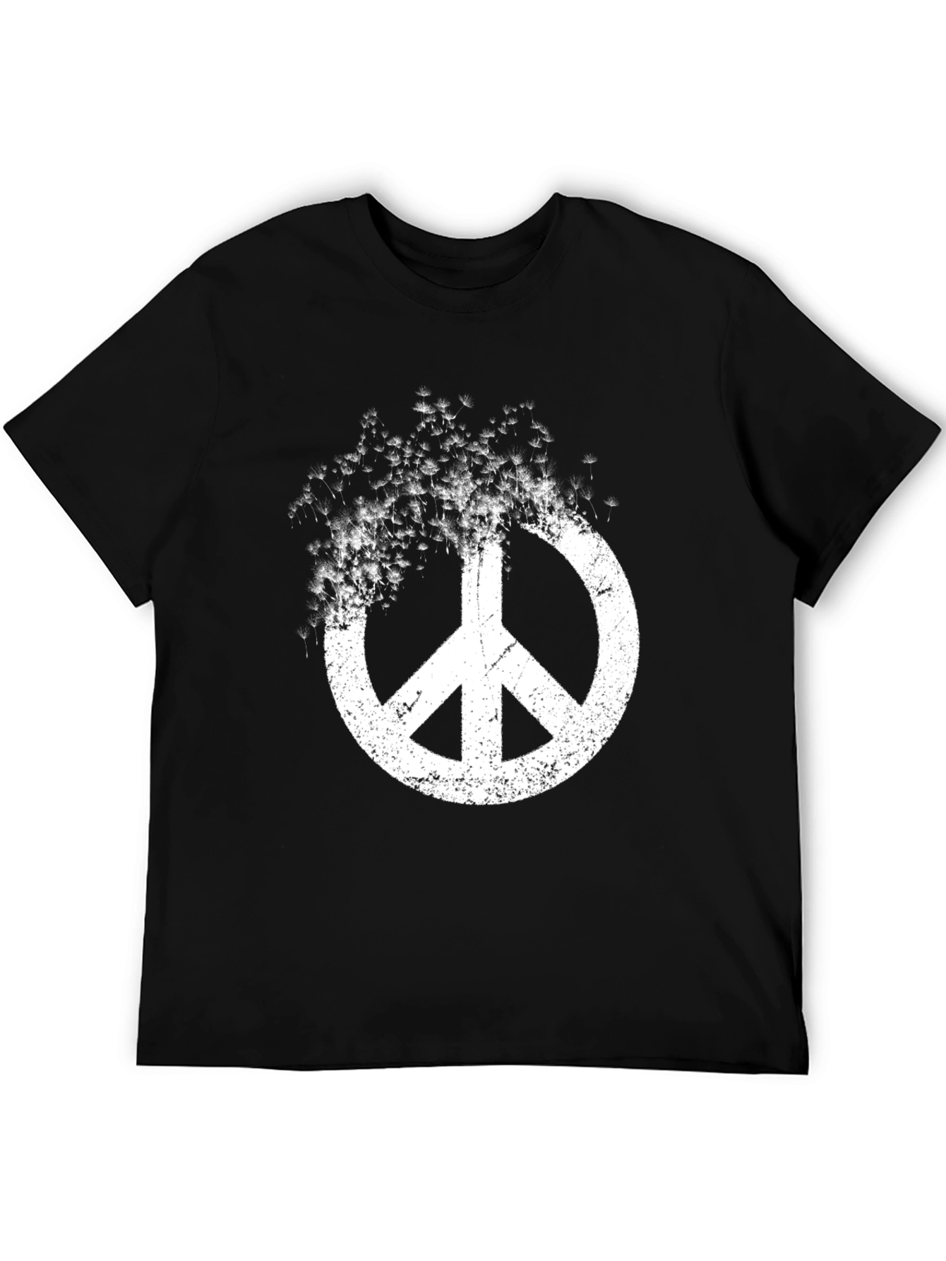 Peace Sign Graphic Print Black T-Shirt