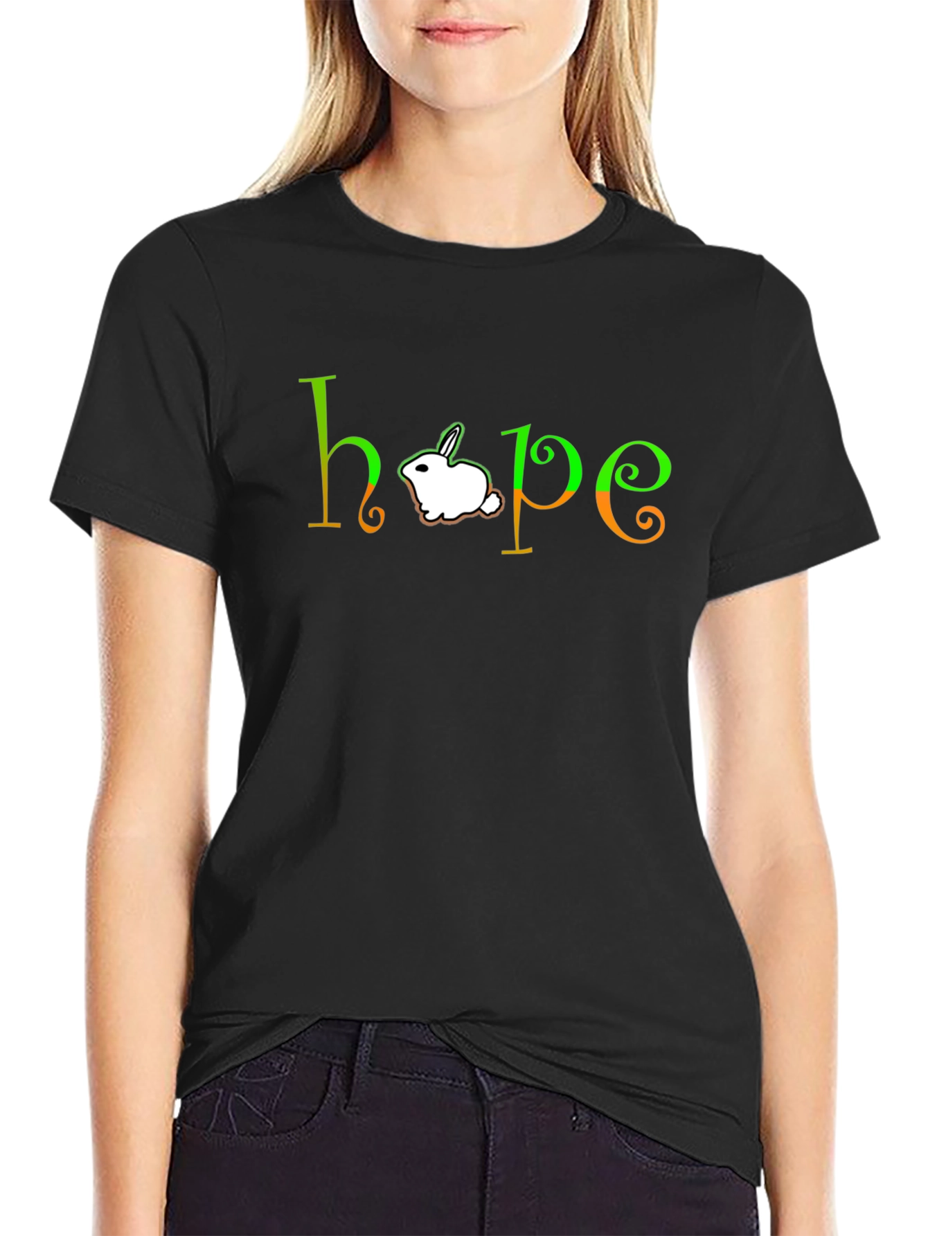 Hope Rabbit Graphic Tee - Unisex Black T-Shirt