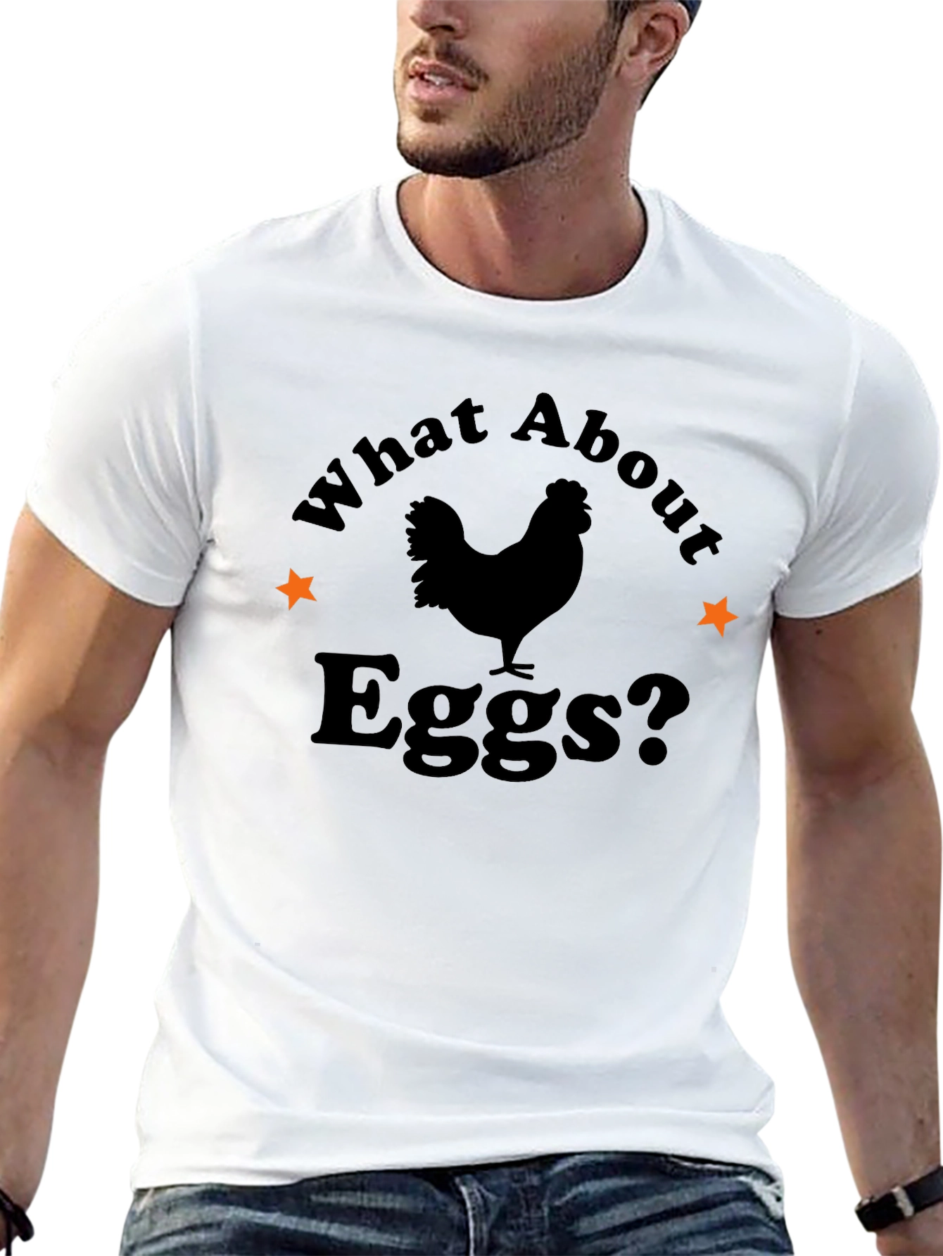 What About Eggs? Graphic Tee - Novelty T-Shirt