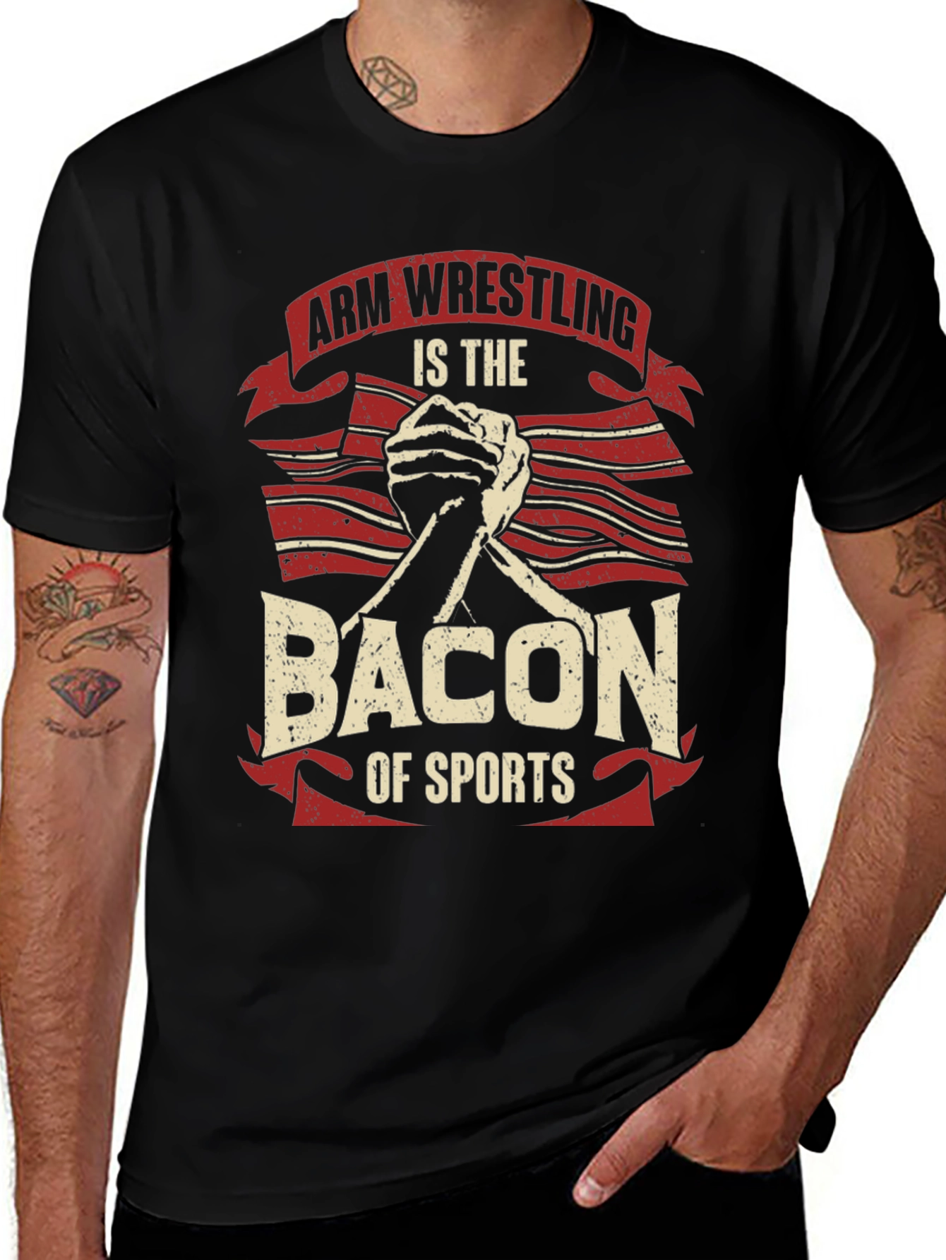 Arm Wrestling Bacon of Sports T-Shirt
