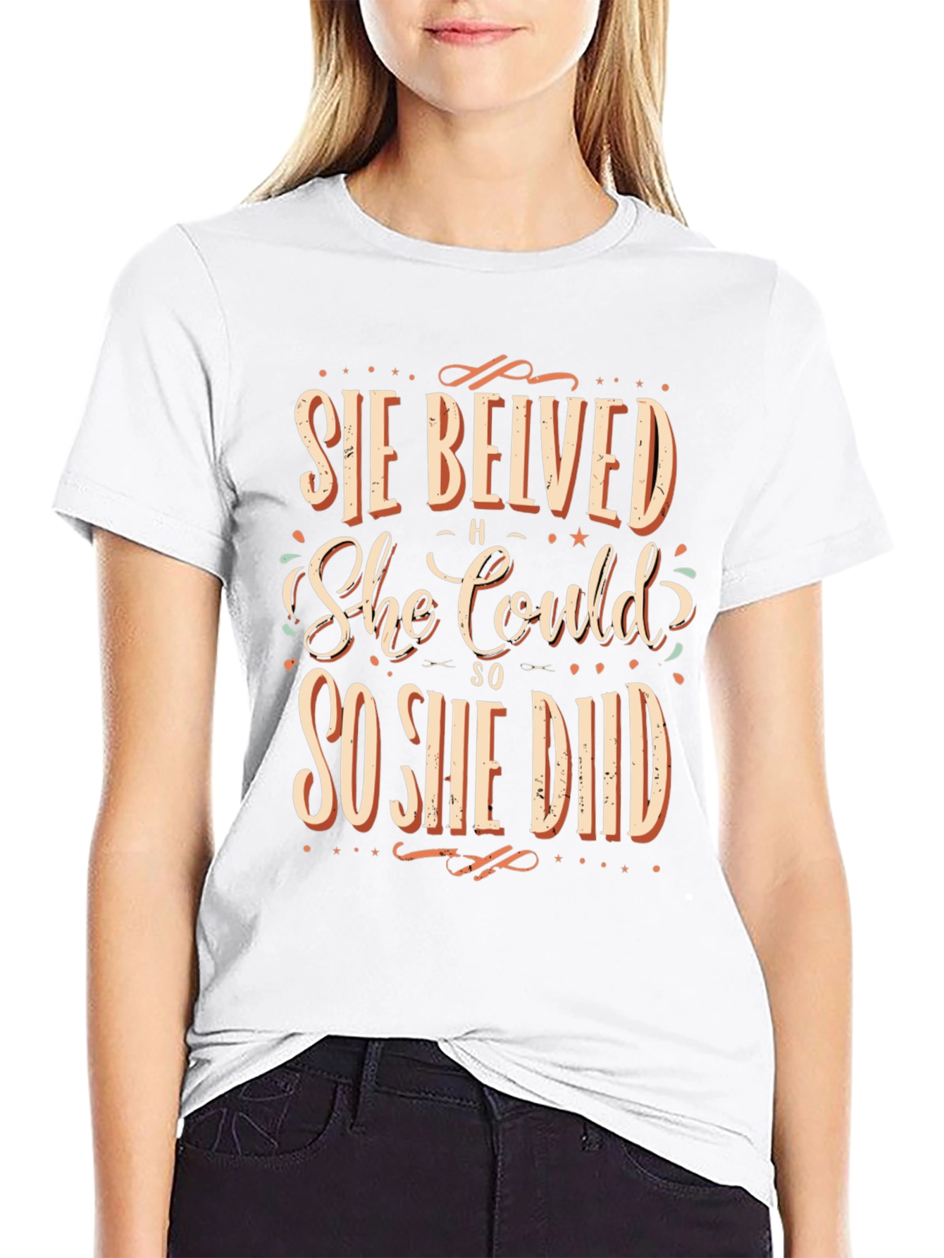 She Believed She Could So She Did Black T-Shirt