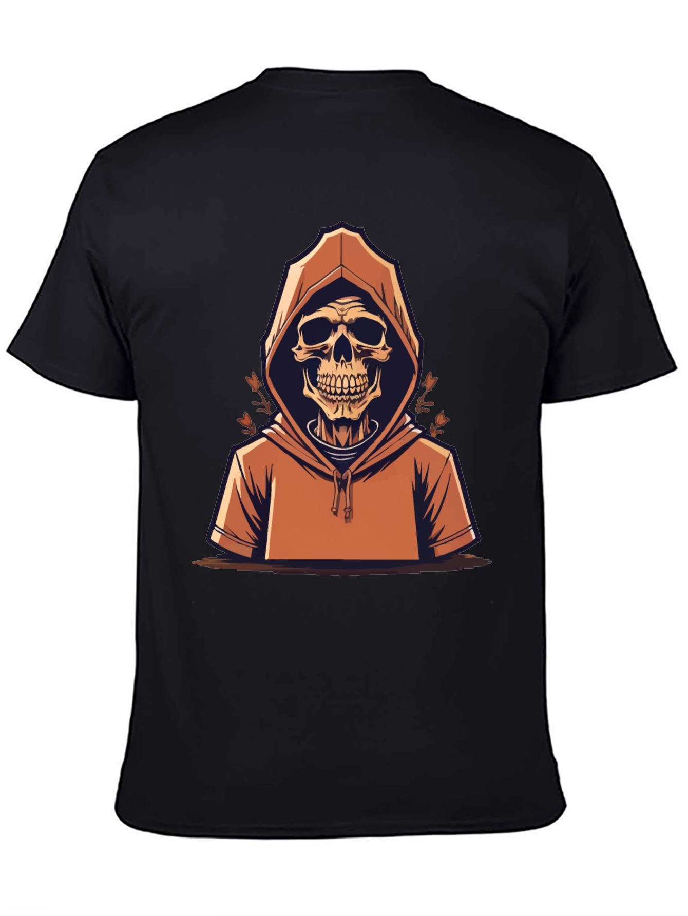 Skull in Hoodie Graphic Tee - Mens Black T-Shirt