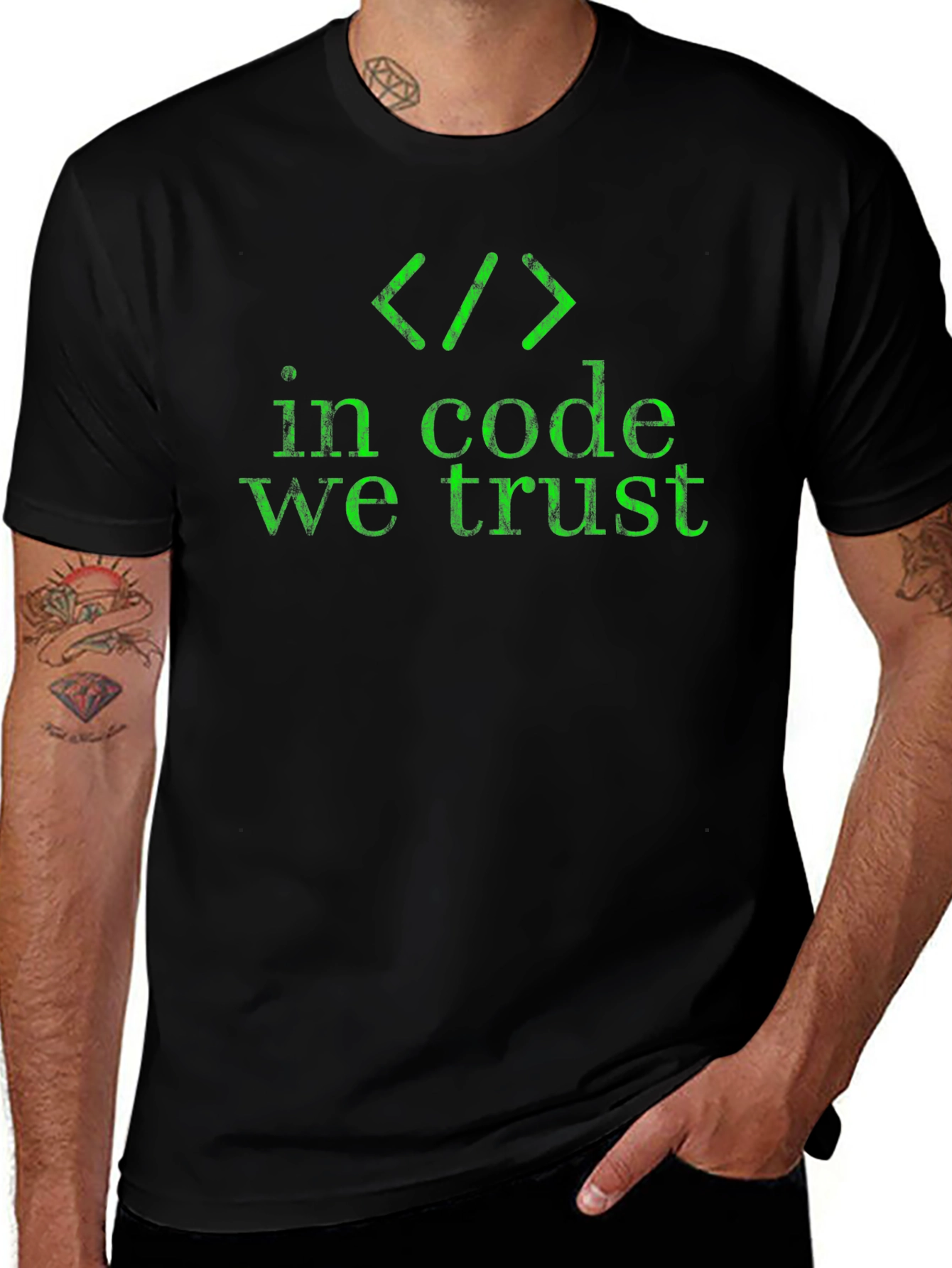 In Code We Trust Graphic T-Shirt - Black
