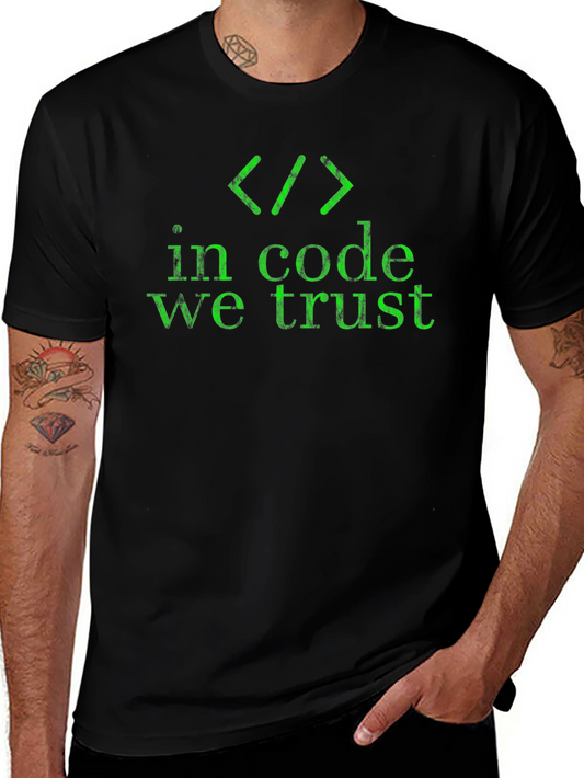 In Code We Trust Graphic T-Shirt - Black