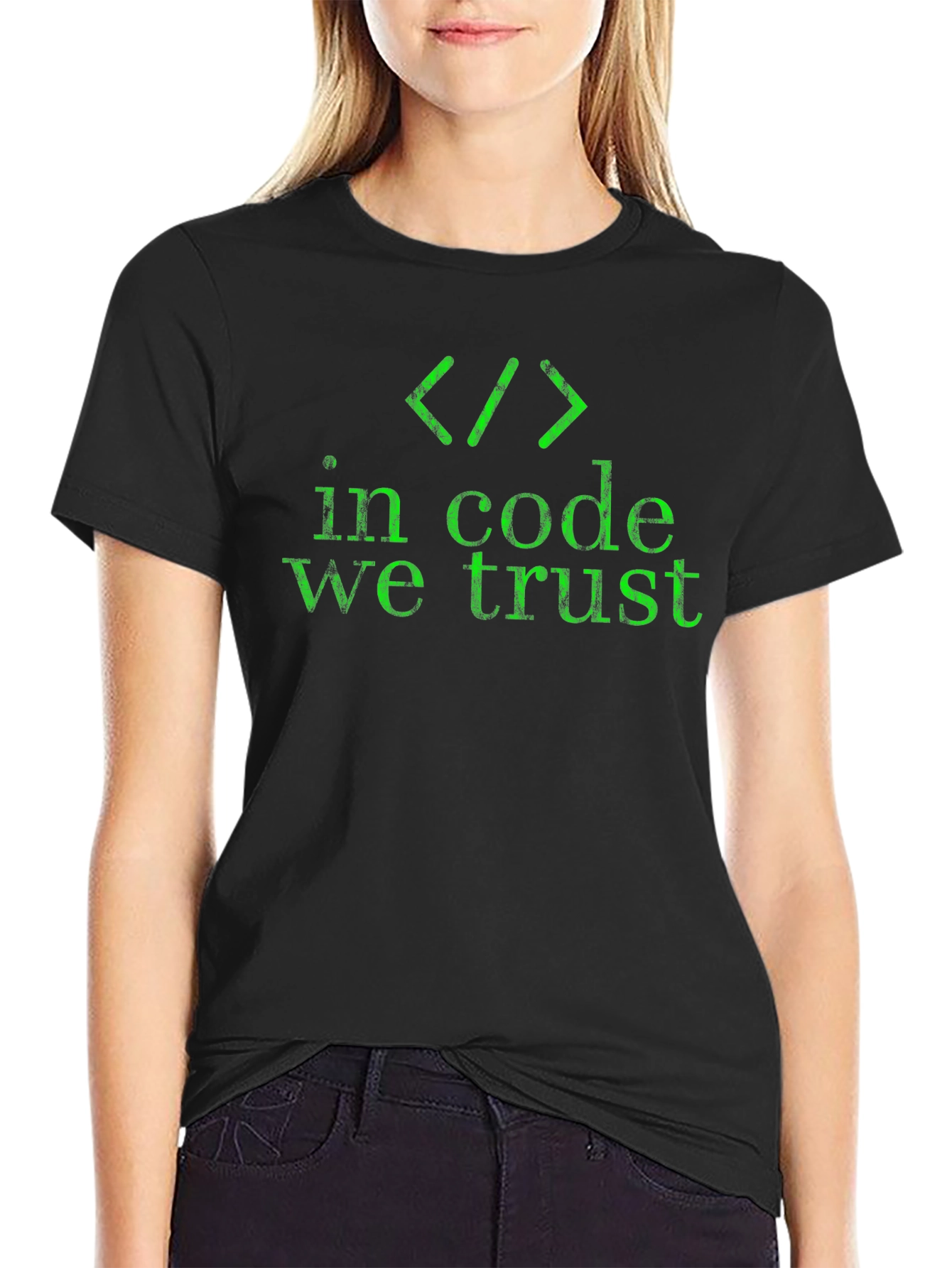 In Code We Trust Graphic T-Shirt - Black