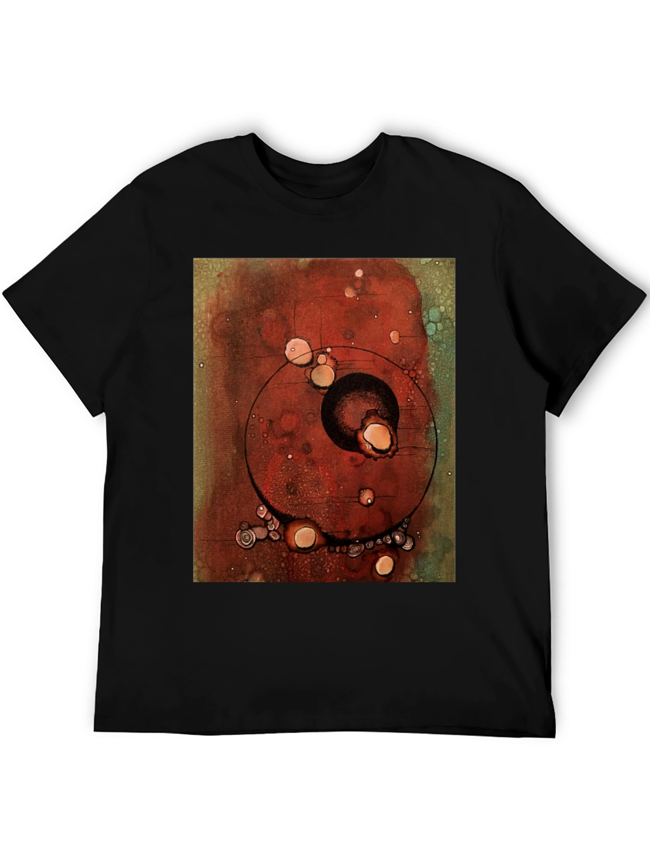 Abstract Art Print Black Crew Neck T-Shirt