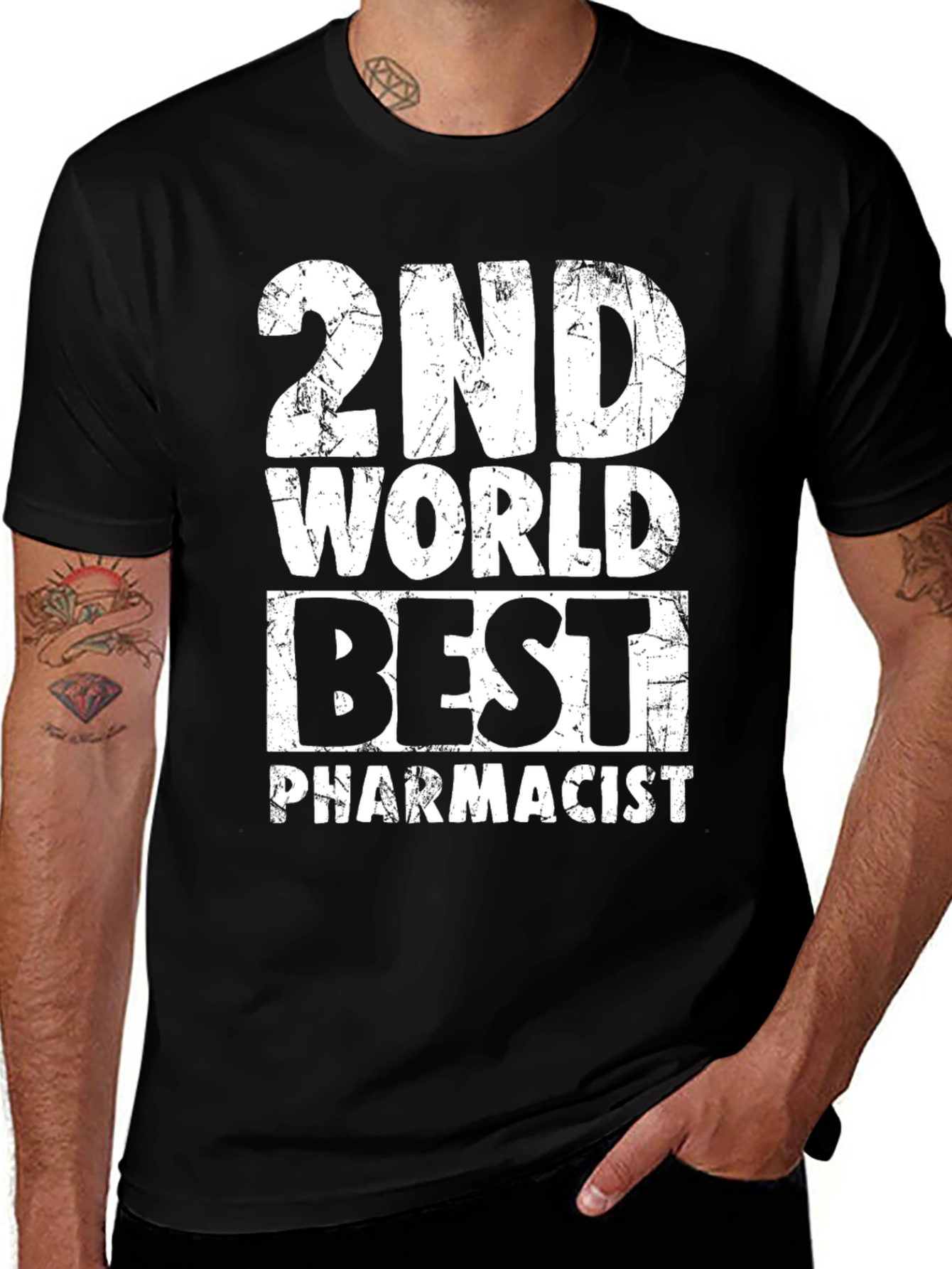 2nd World Best Pharmacist Black Graphic T-Shirt