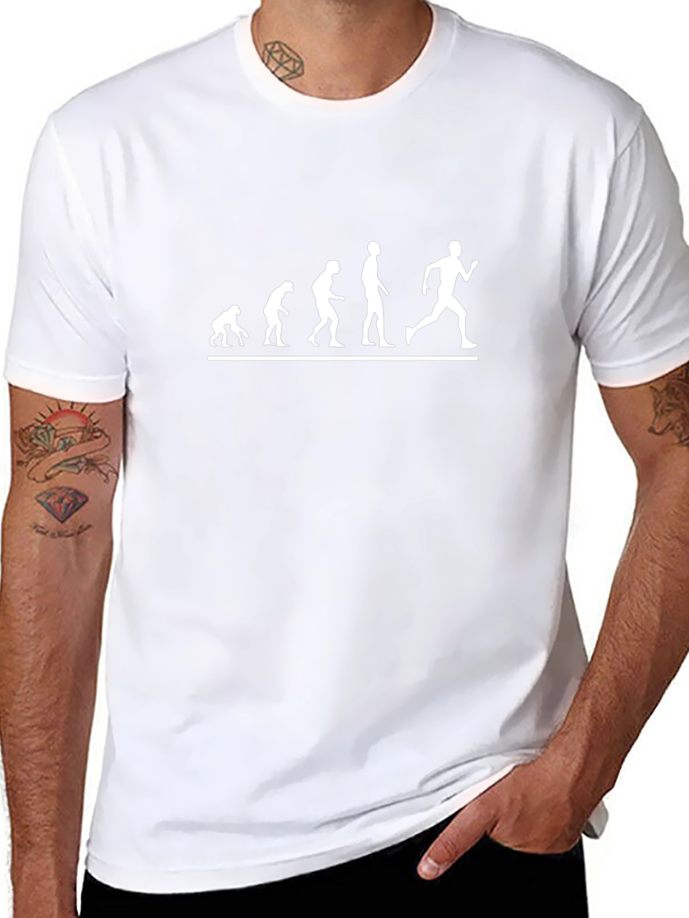 Evolution of Man Running Black T-Shirt