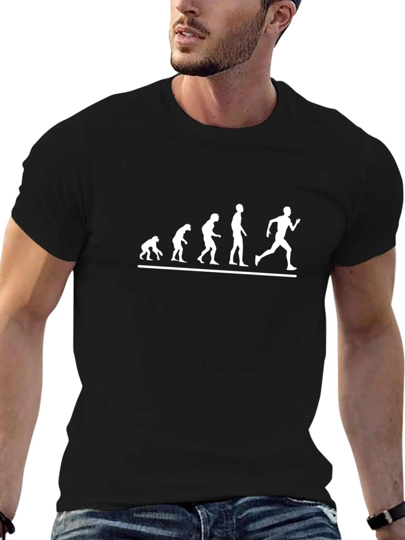 Evolution of Man Running Black T-Shirt