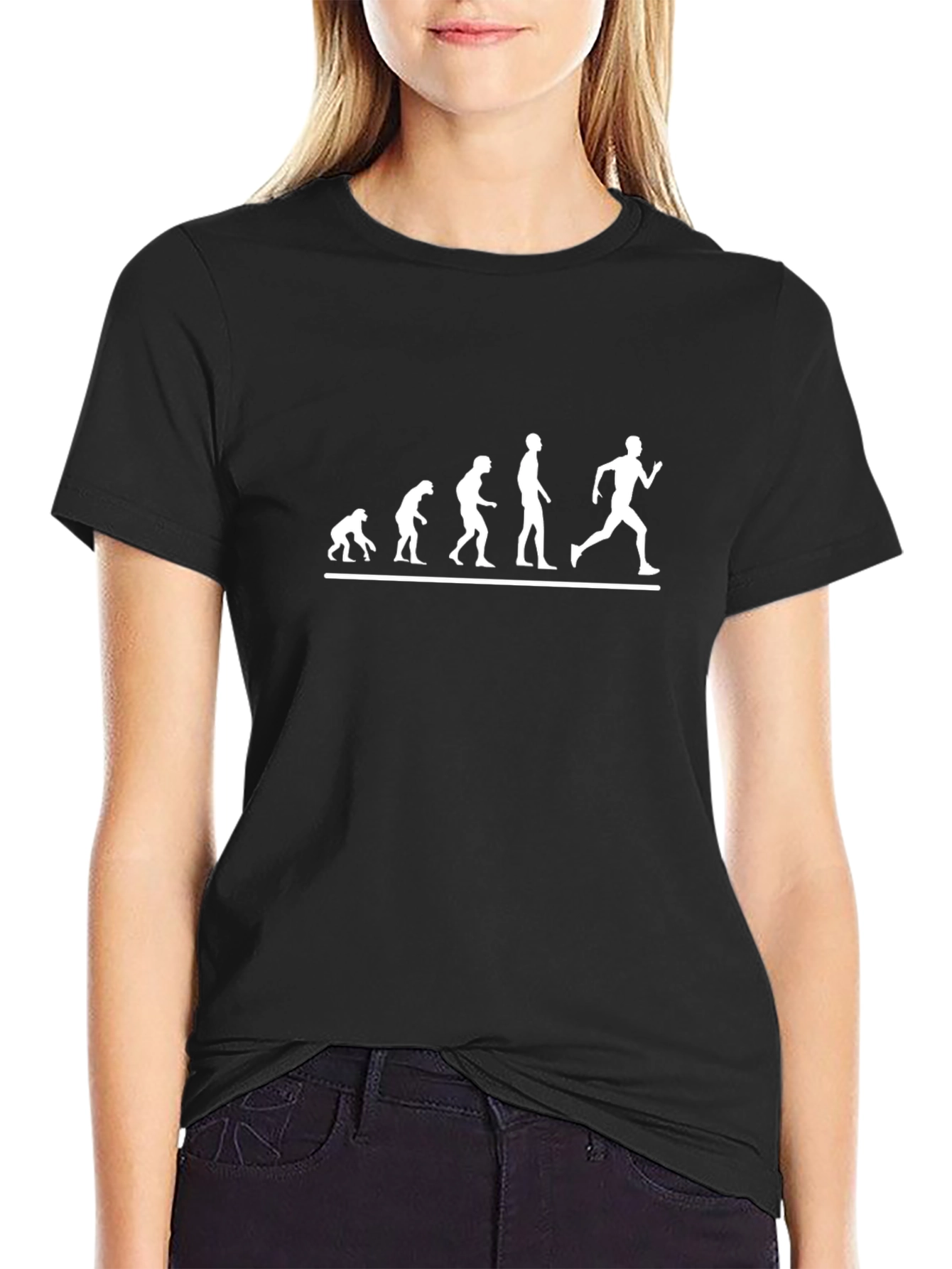 Evolution of Man Running Black T-Shirt
