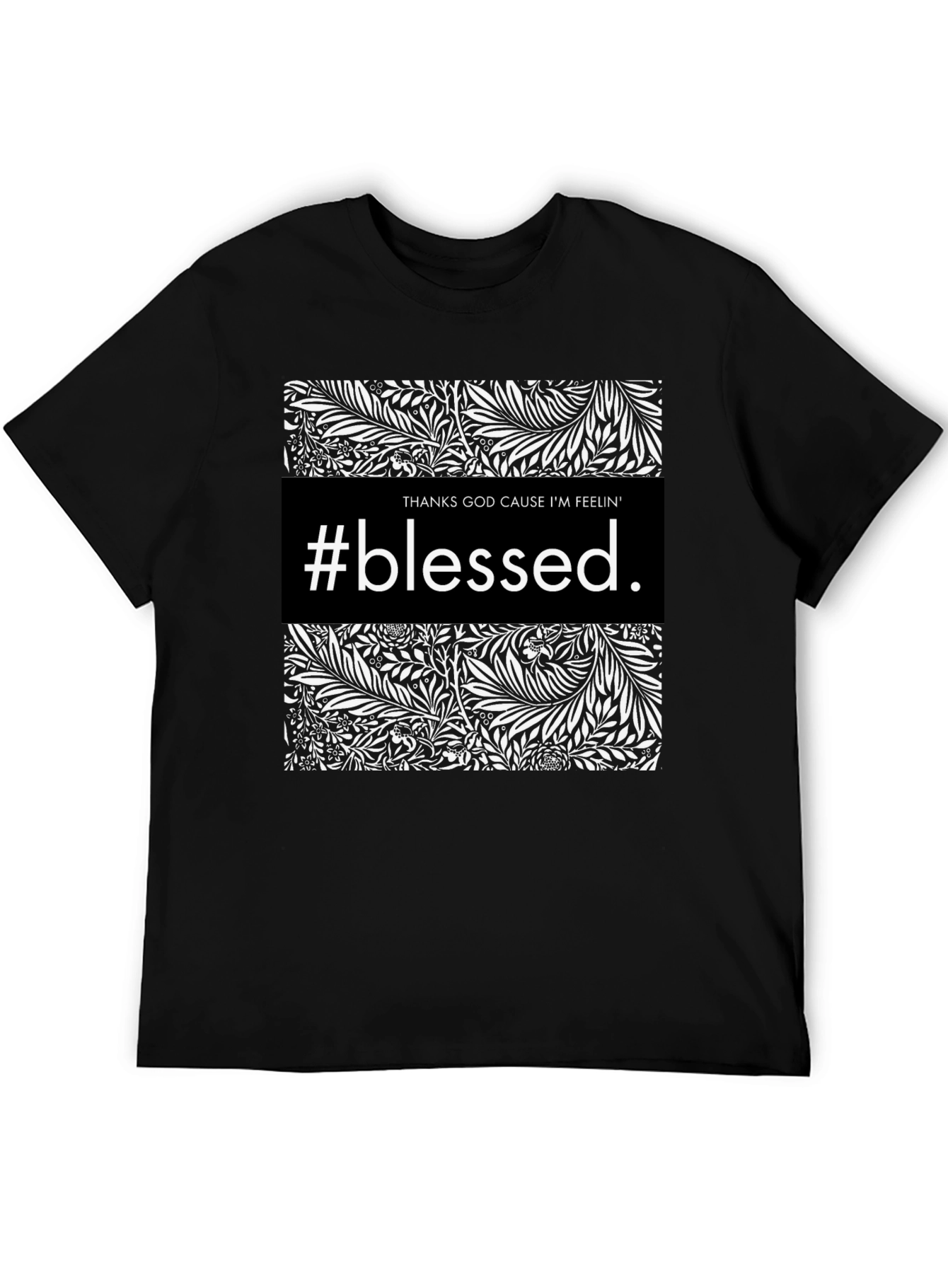 #Blessed Graphic Print Black Crewneck T-Shirt