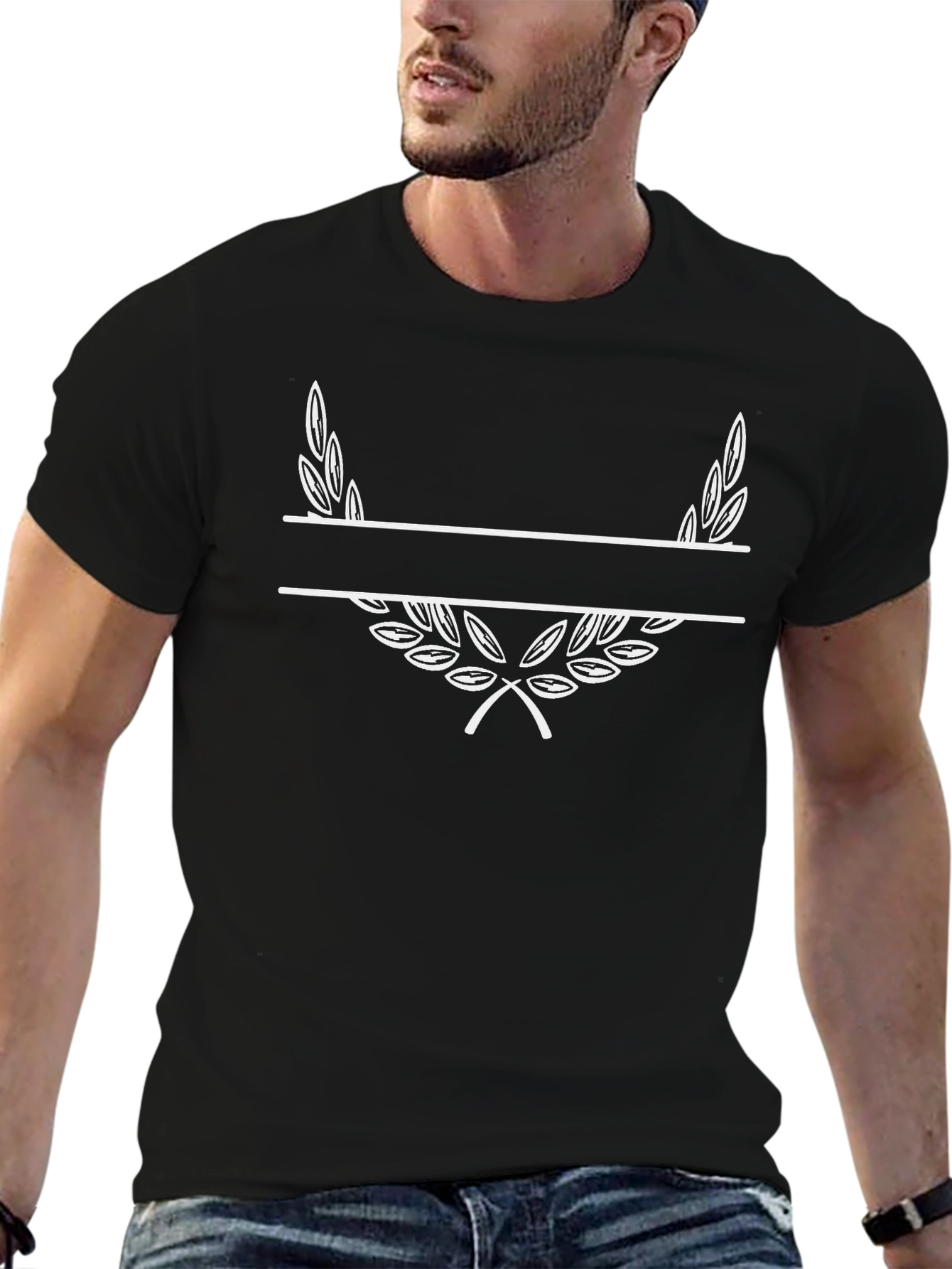 Personalized Laurel Wreath Black T-Shirt